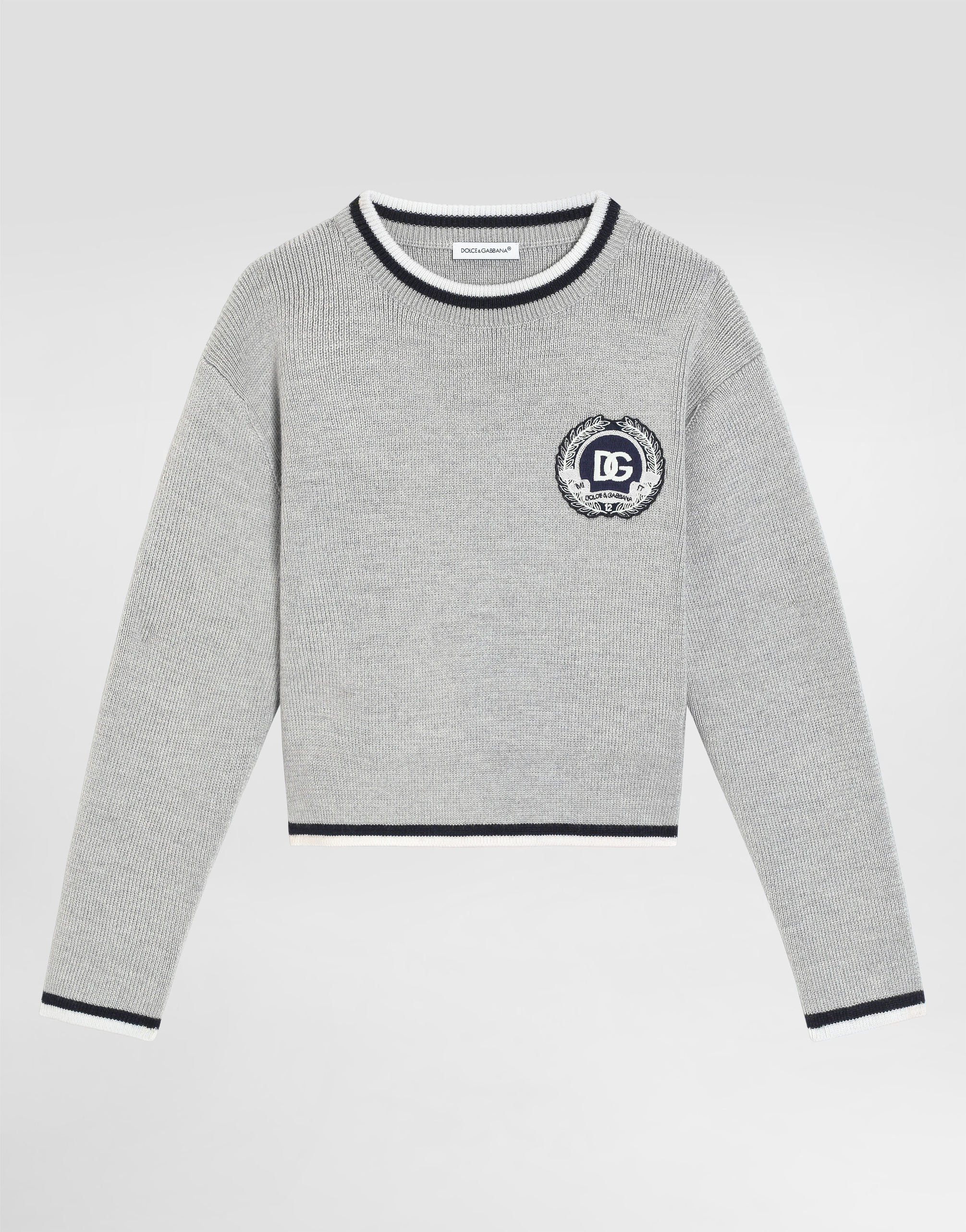 Solid knit sweater in Grey for Girls | Dolce&Gabbana®
