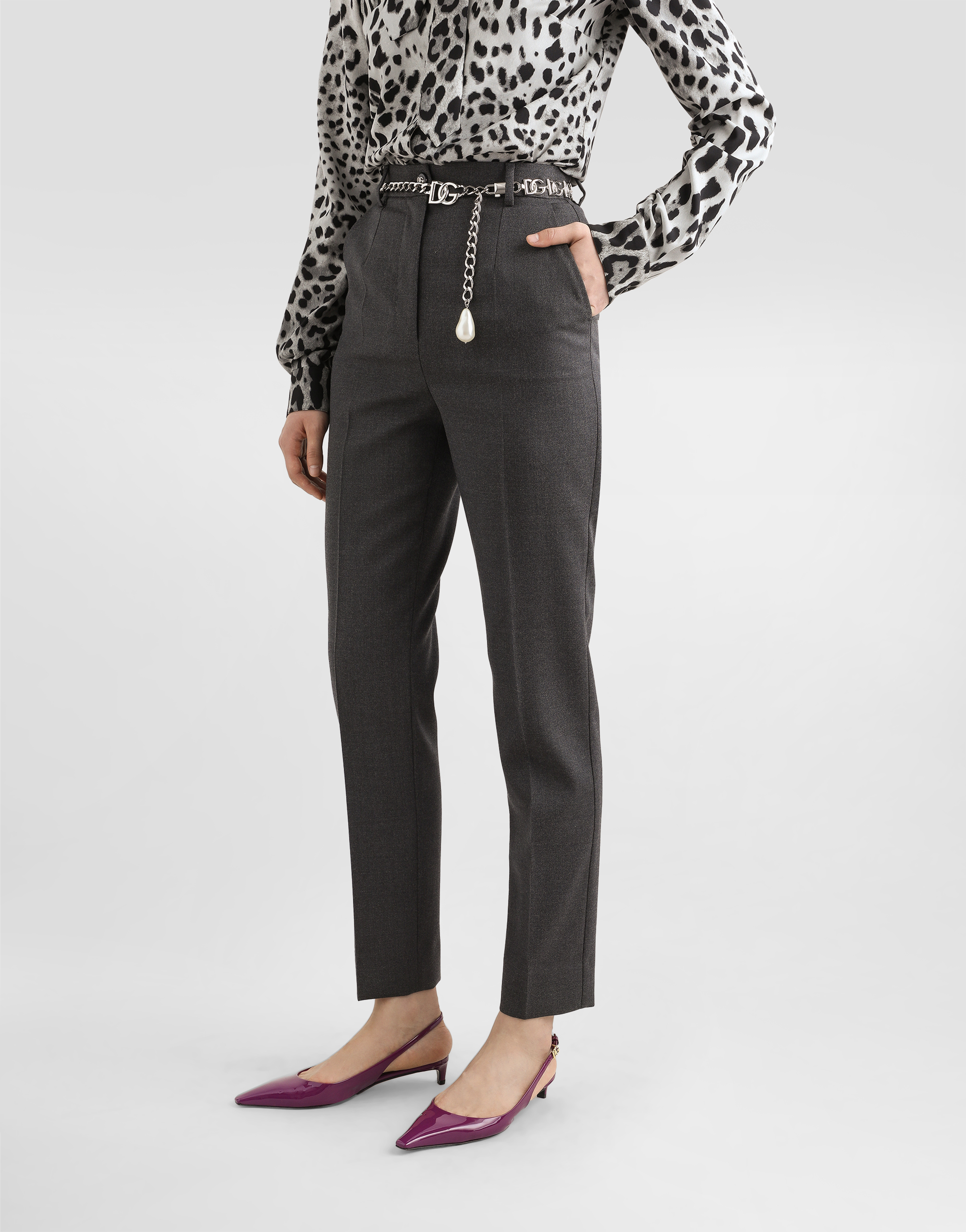 Dolce & Gabbana Pressed Crease Straight Leg Trousers In Grey