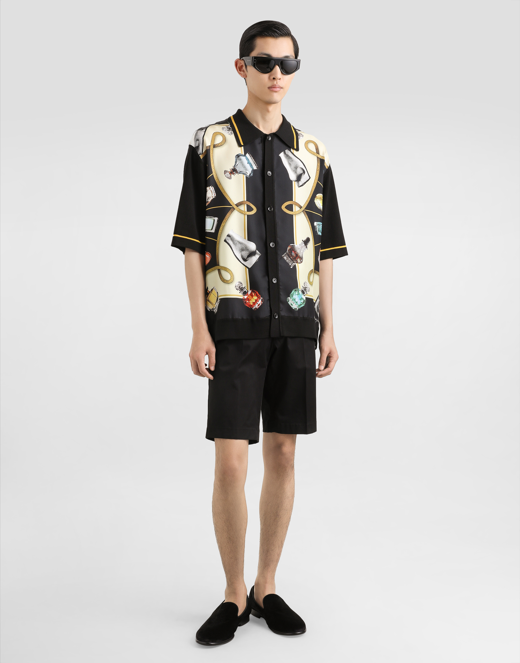 Dolce & Gabbana Silk And Cotton Shirt With Perfume Print In Print