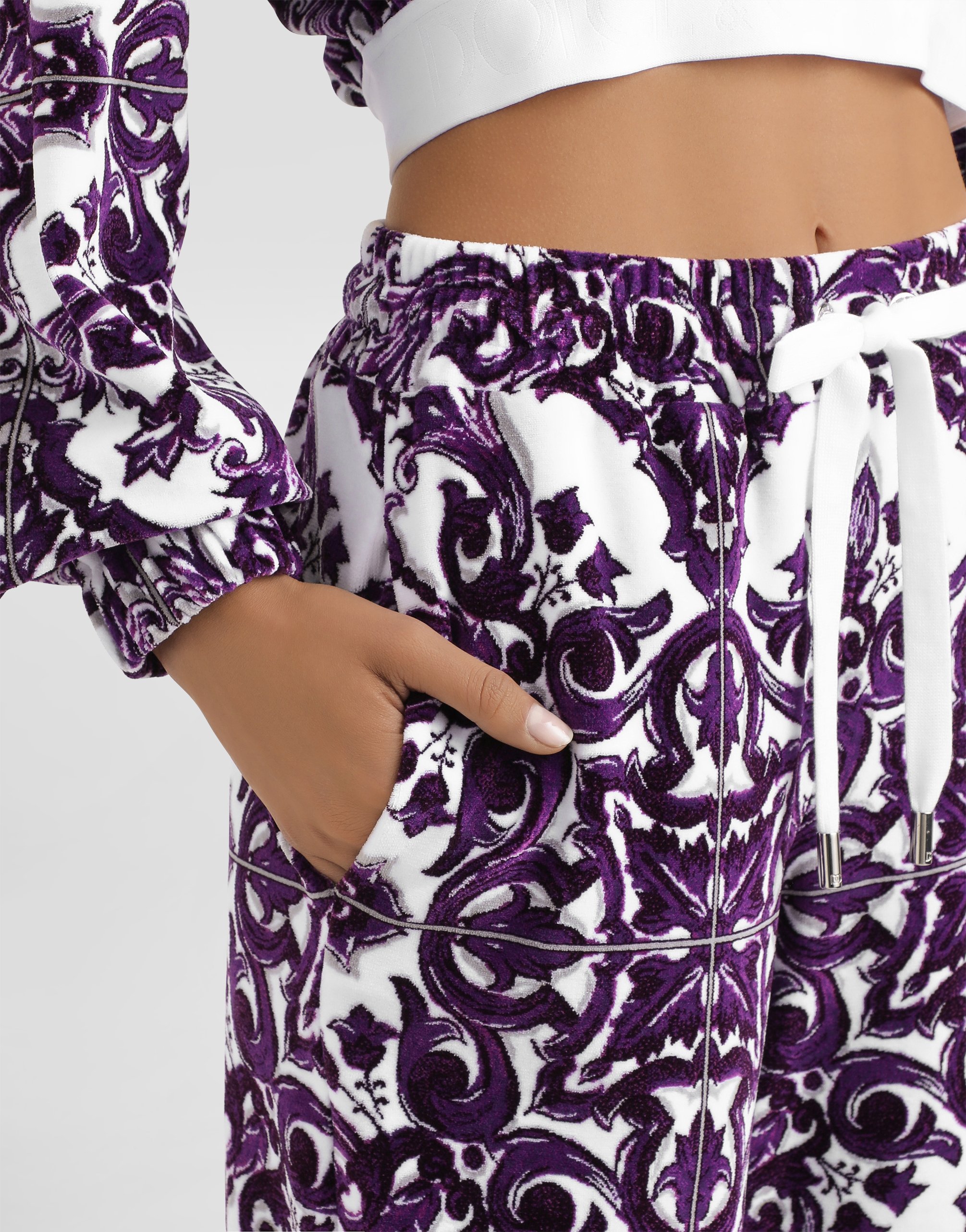 Majolica-print trousers