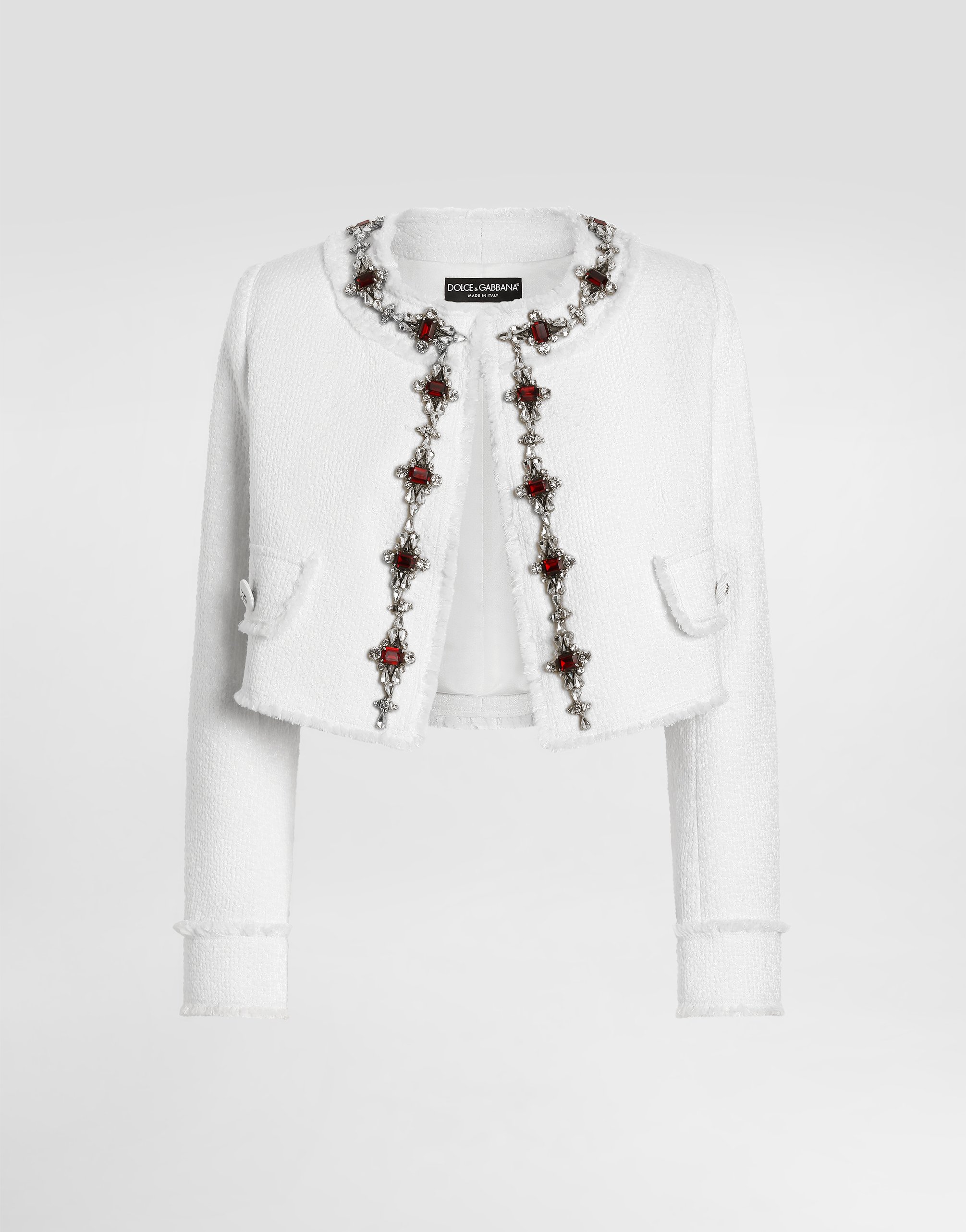 Short tweed jacket with jewel embroidery
