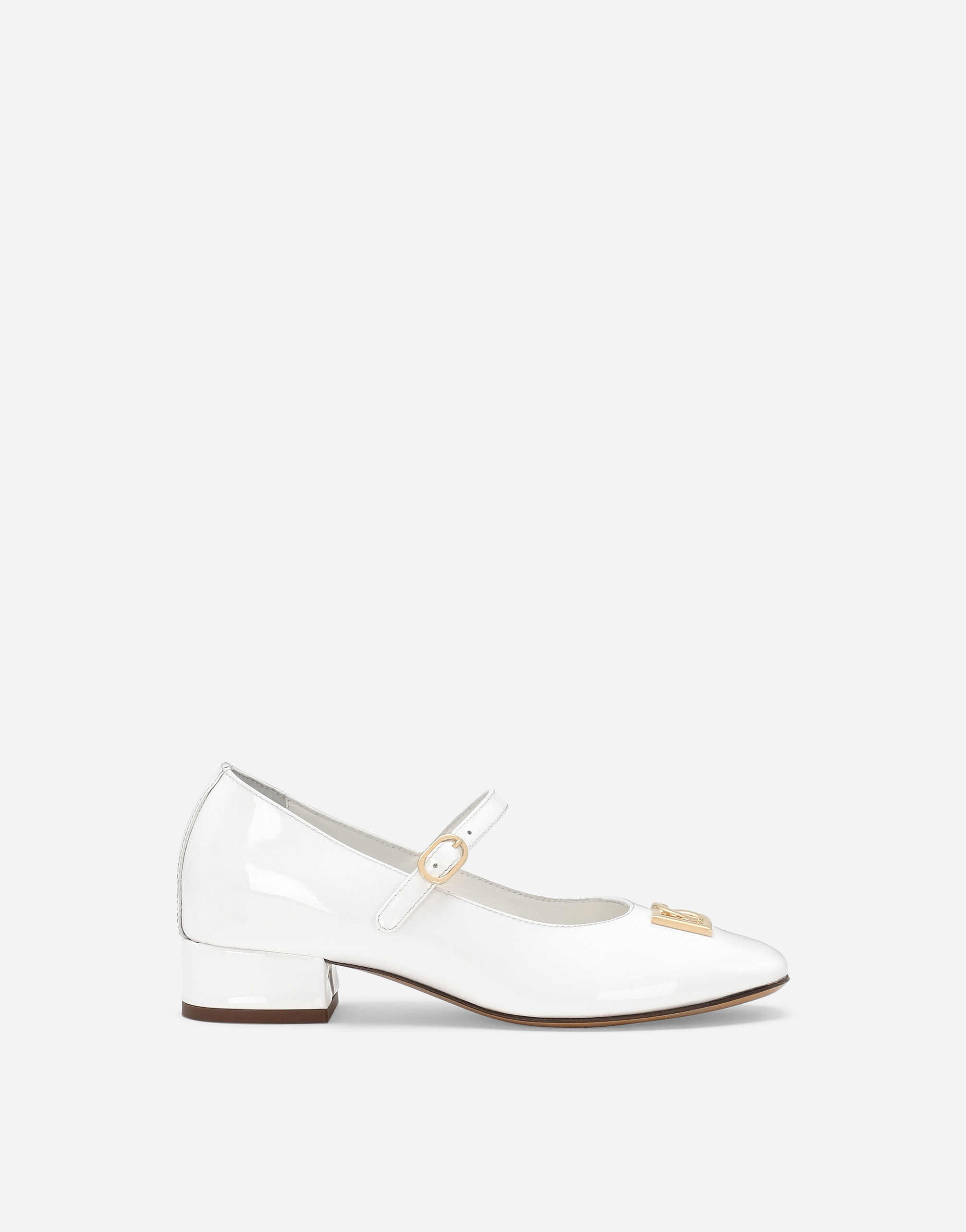 Dolce & Gabbana Patent Leather Ballet Flats With Heel In White