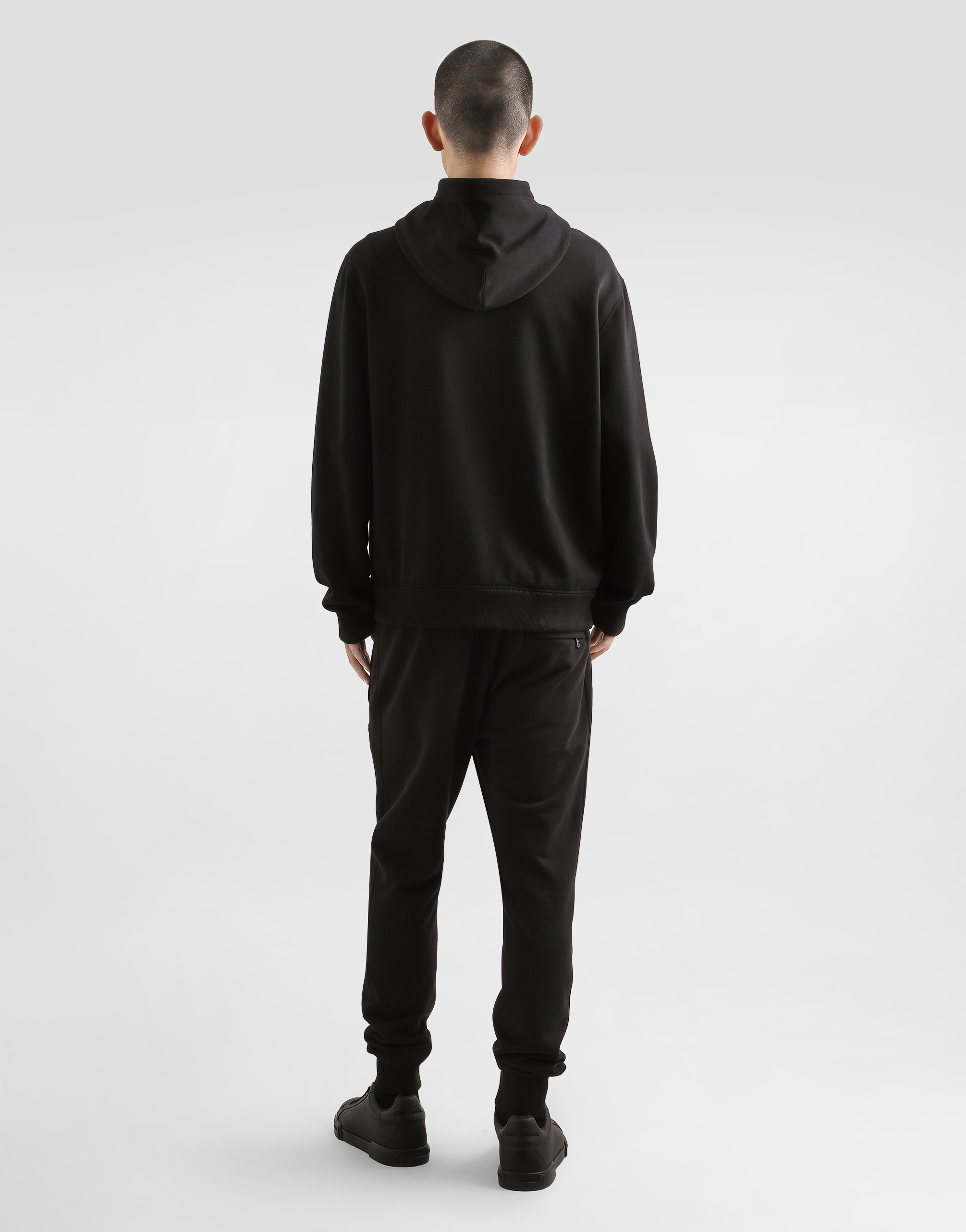 Dolce & Gabbana Hooded Sweater With Pockets And Ribbed Details In Black