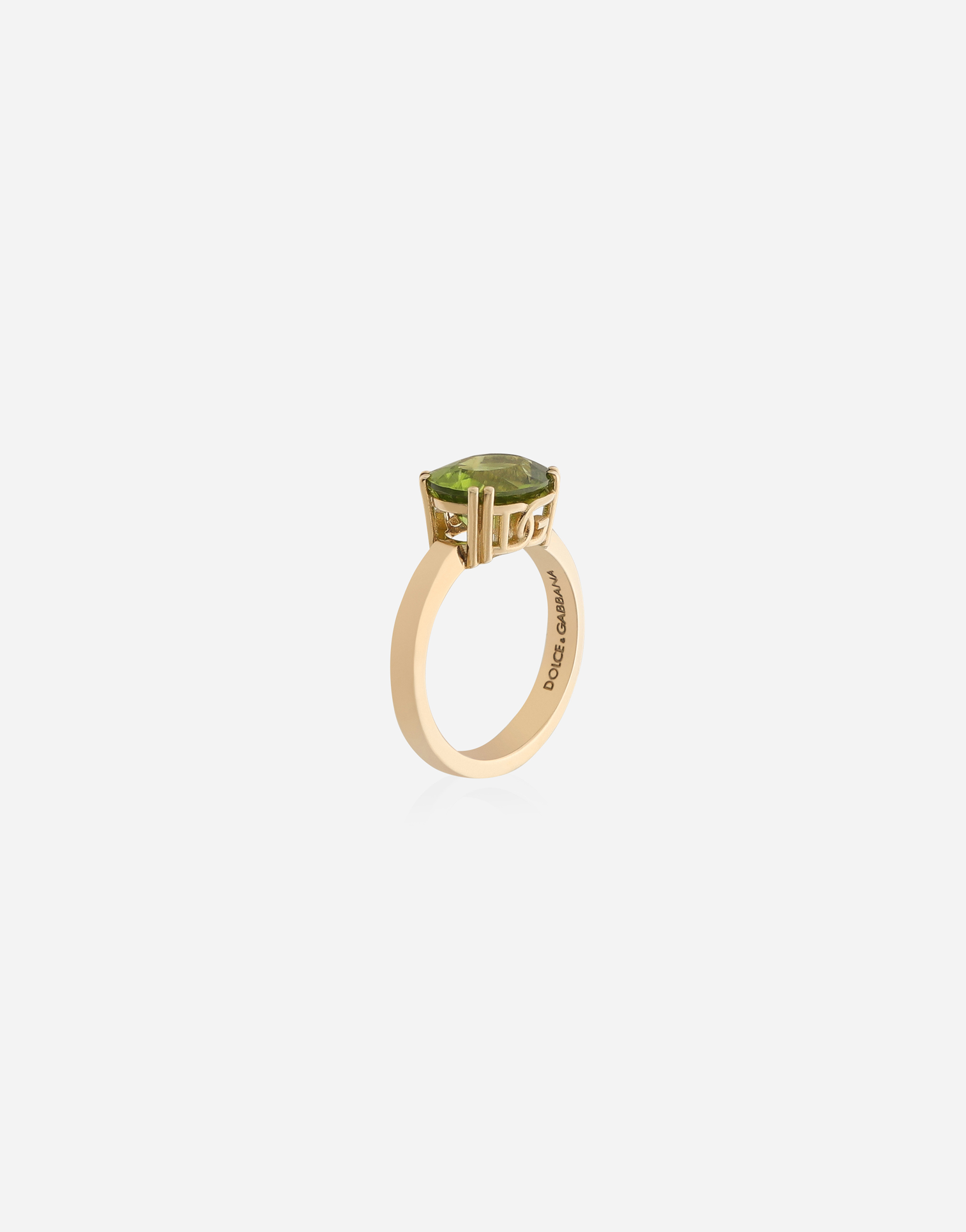 Shop Dolce & Gabbana Anna Ring In Yellow Gold 18kt And Peridots