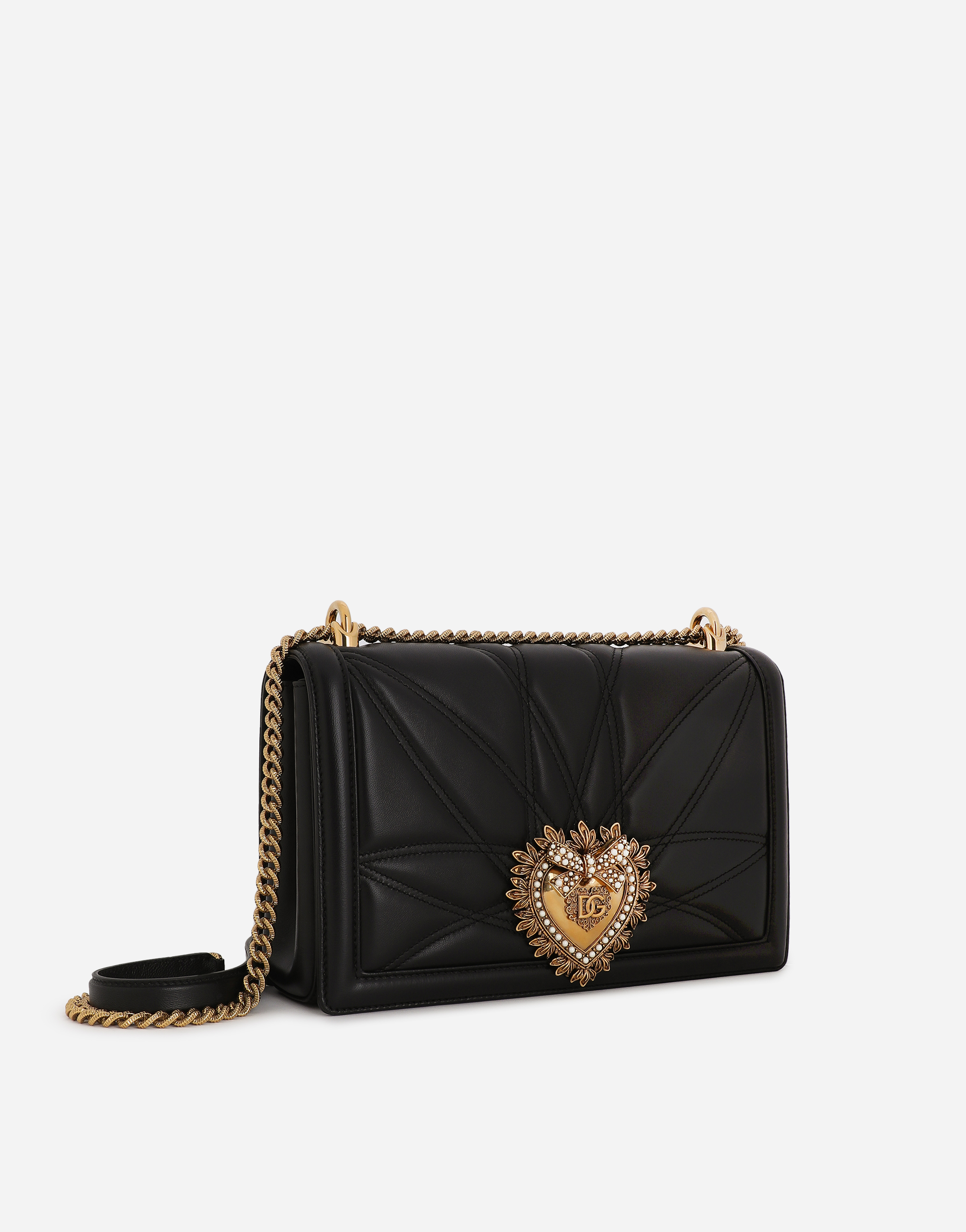 Dolce & Gabbana Dolce & Gabbana Large Devotion Bag In Quilted Nappa Leather - Woman Shoulder And Crossbody Bags Black Leather Onesize 