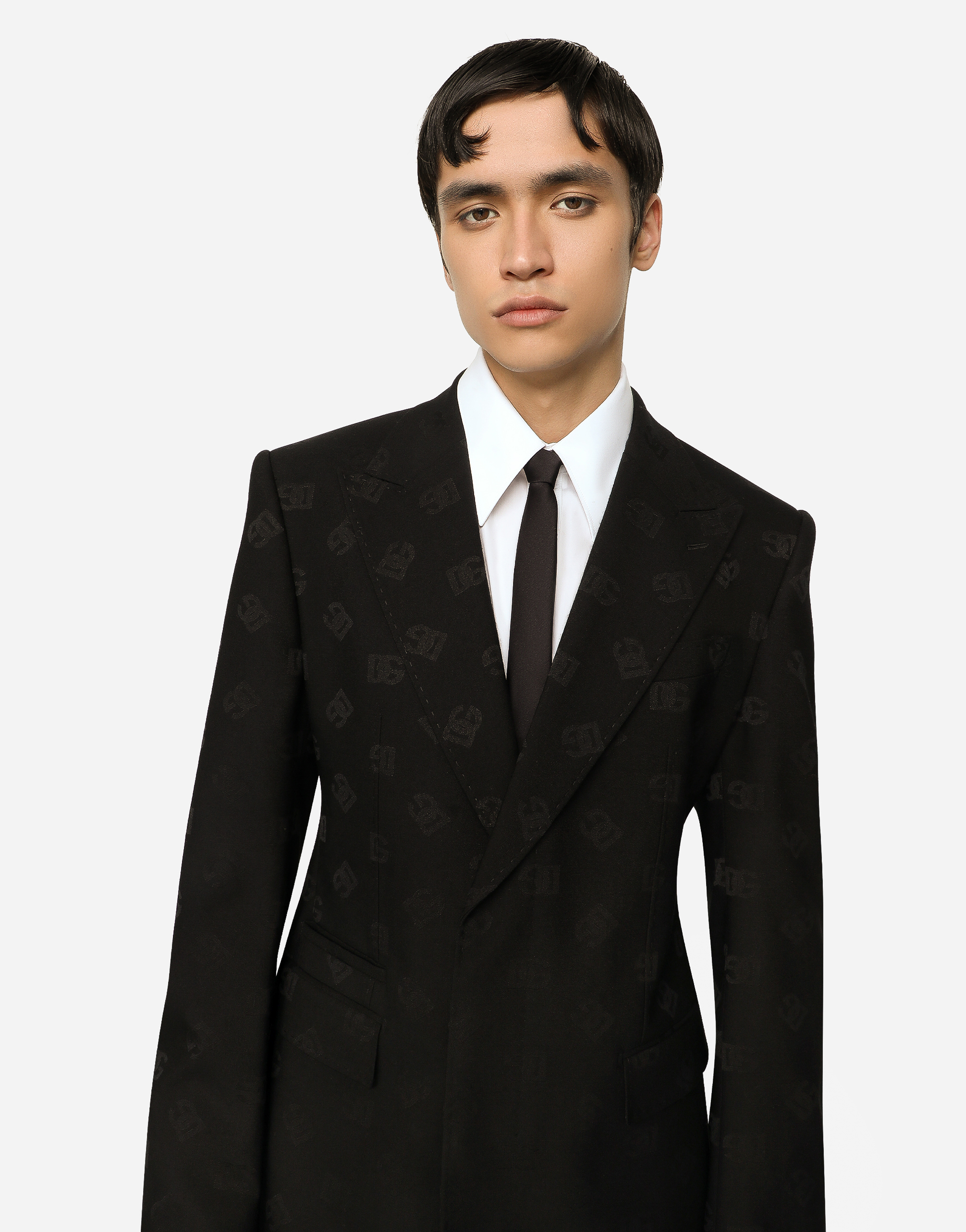 DOLCE & GABBANA SINGLE-BREASTED WOOL SICILIA-FIT JACKET WITH JACQUARD DG DETAILING