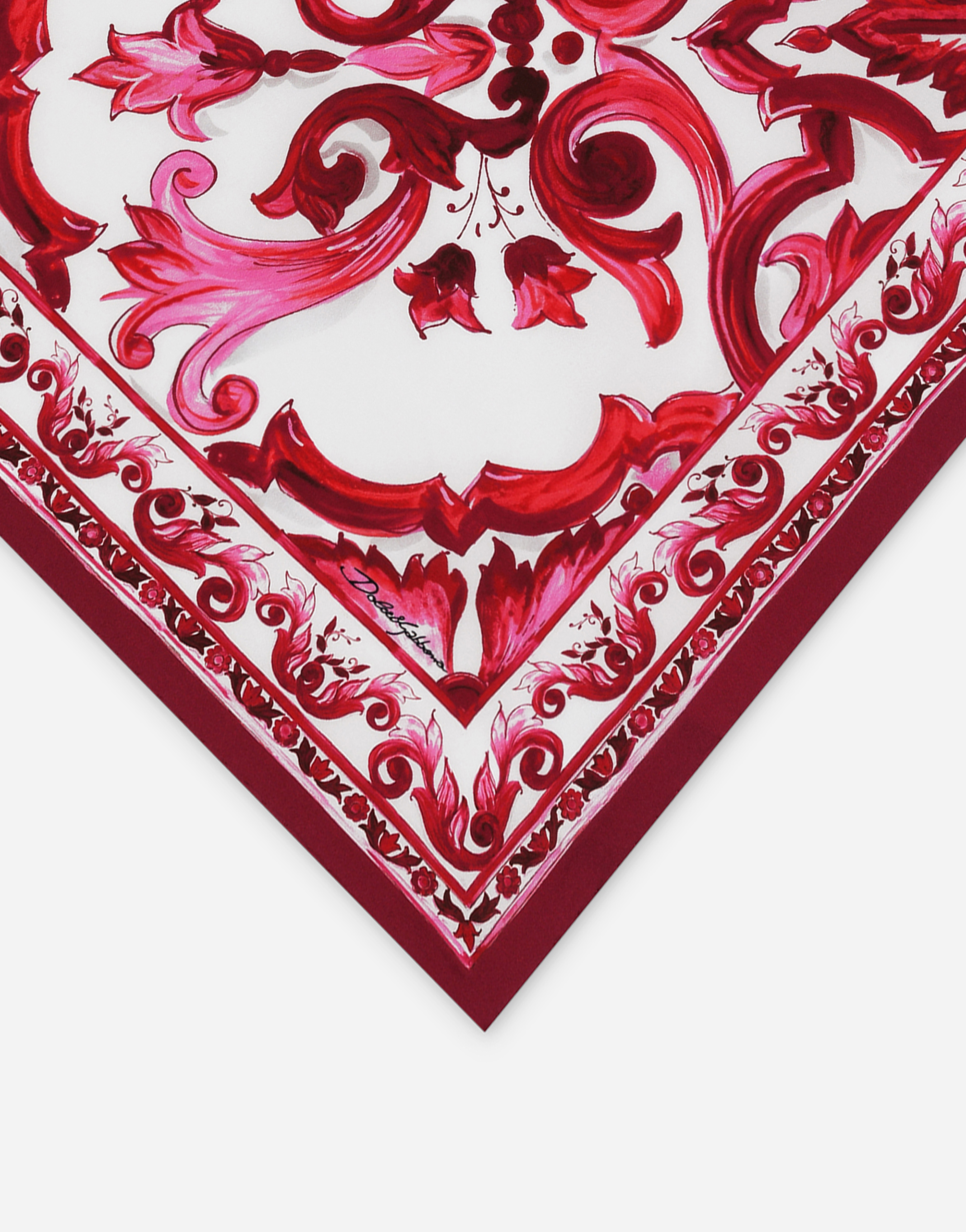 DOLCE & GABBANA MAJOLICA-PRINT TWILL SCARF (50 X 50)