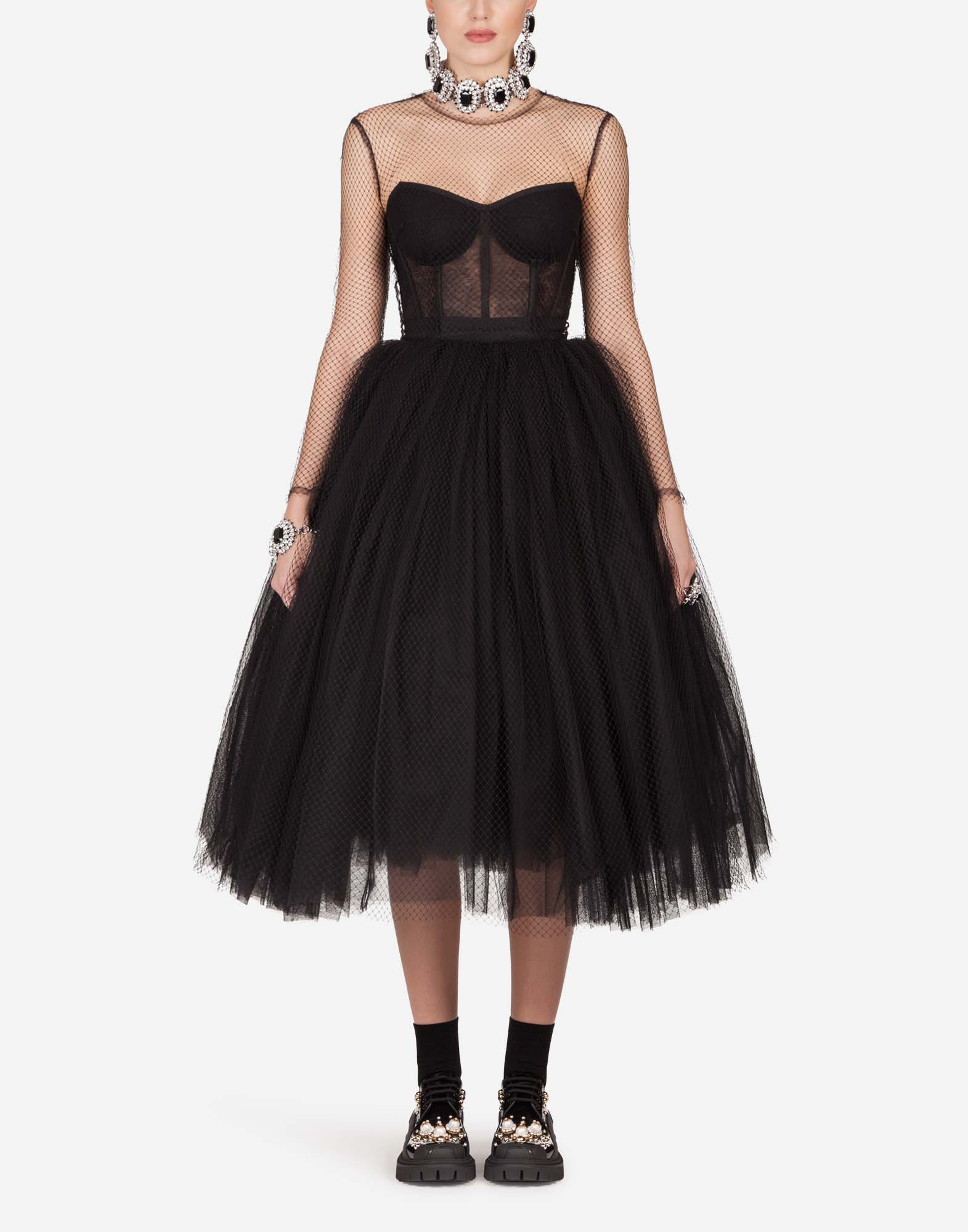 dolce and gabbana black tulle dress