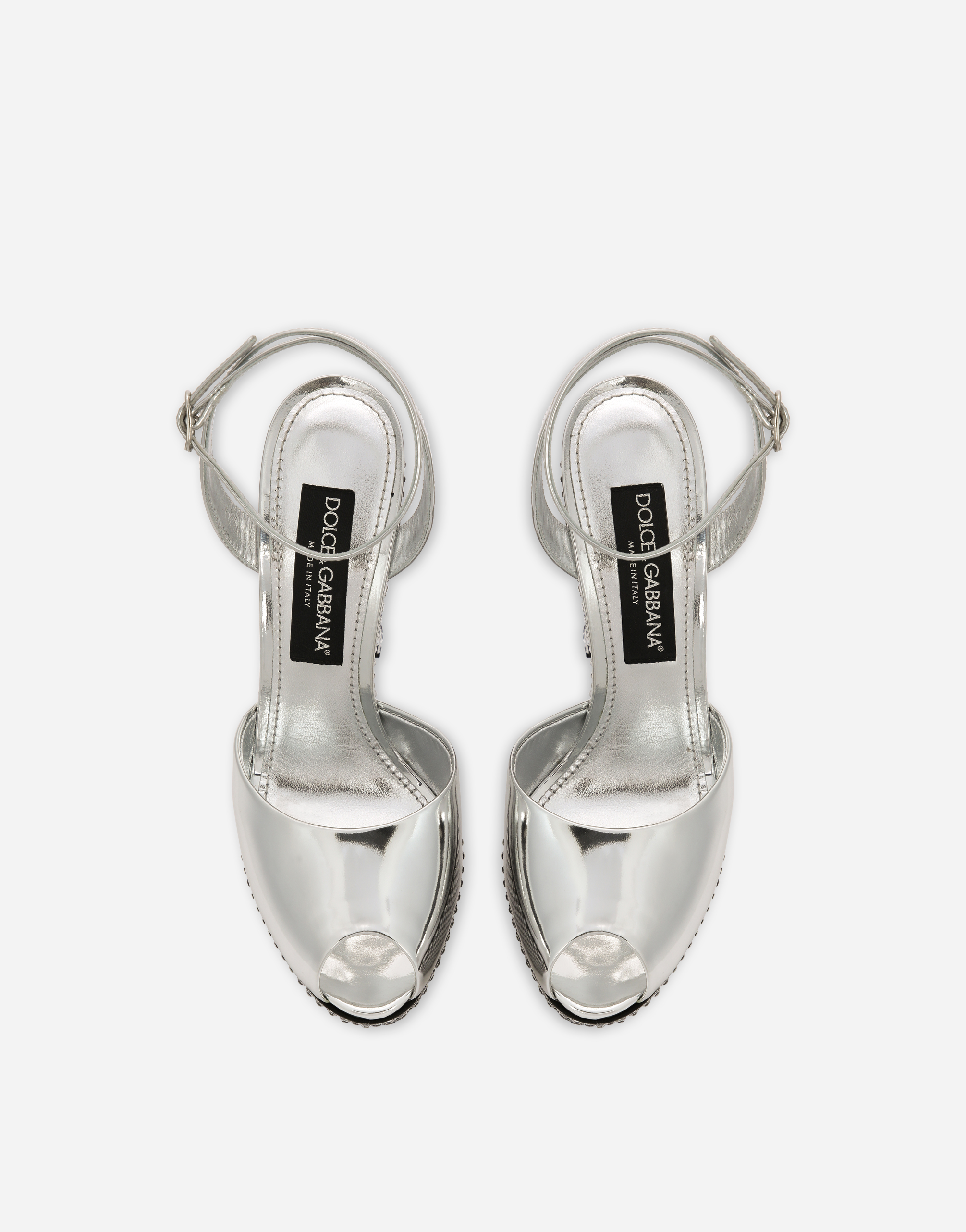 Dolce & Gabbana Mirrored-effect Calfskin Platforms With Fusible Rhinestones In Multicolor