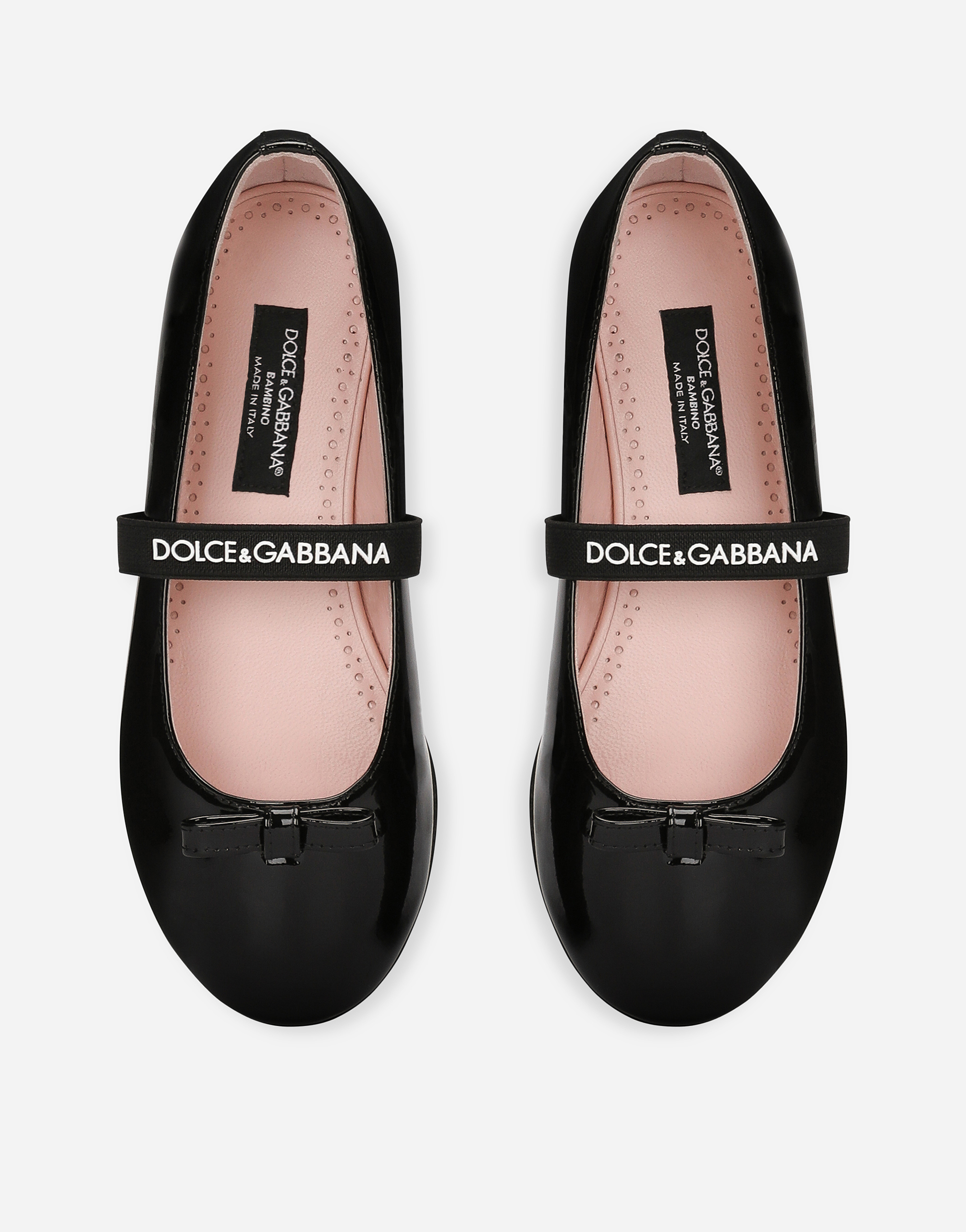 Dolce & Gabbana Patent Leather Ballet Flats With Bow In Black