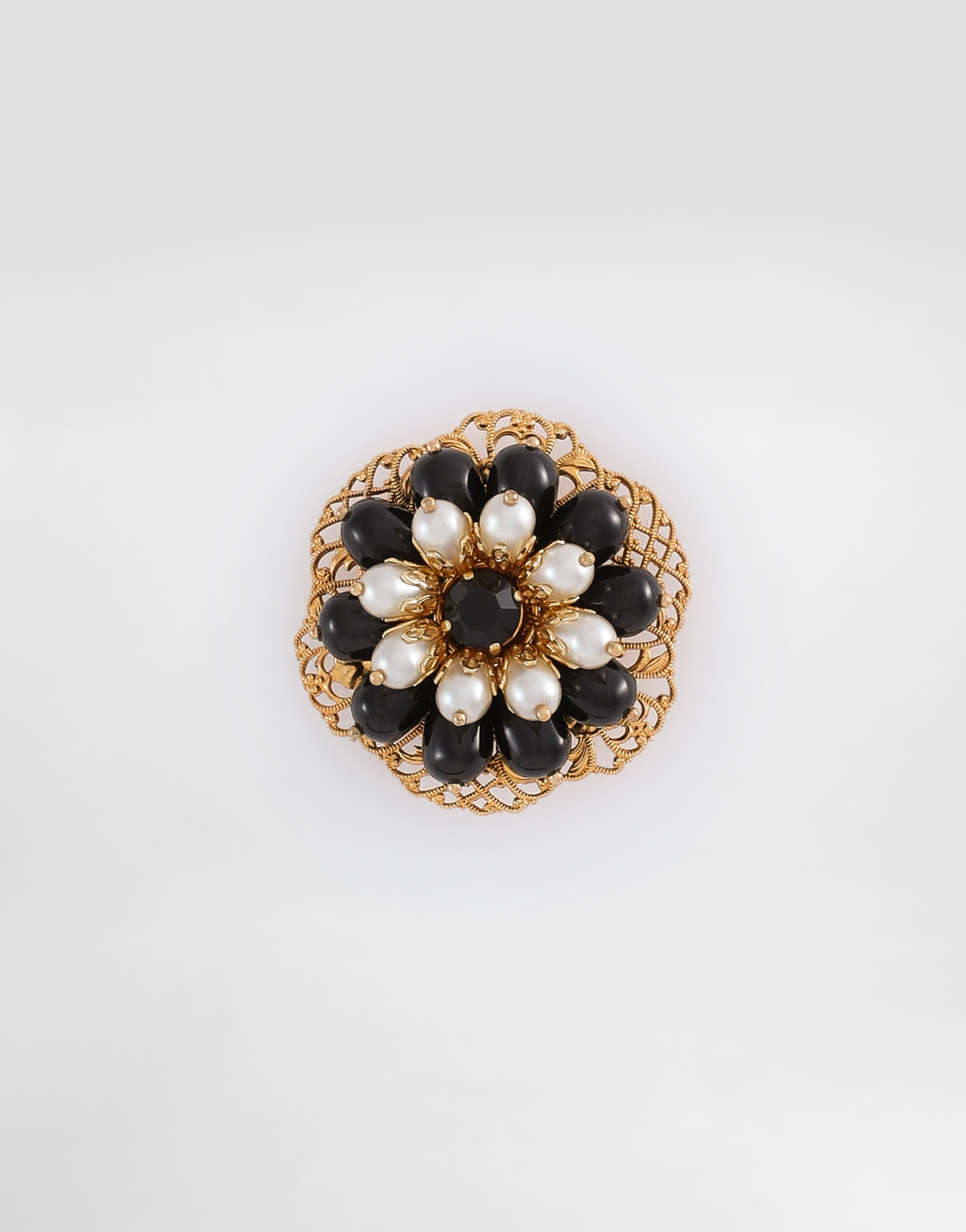 Dolce & Gabbana Metal Brooch With Rhinestones In Gold