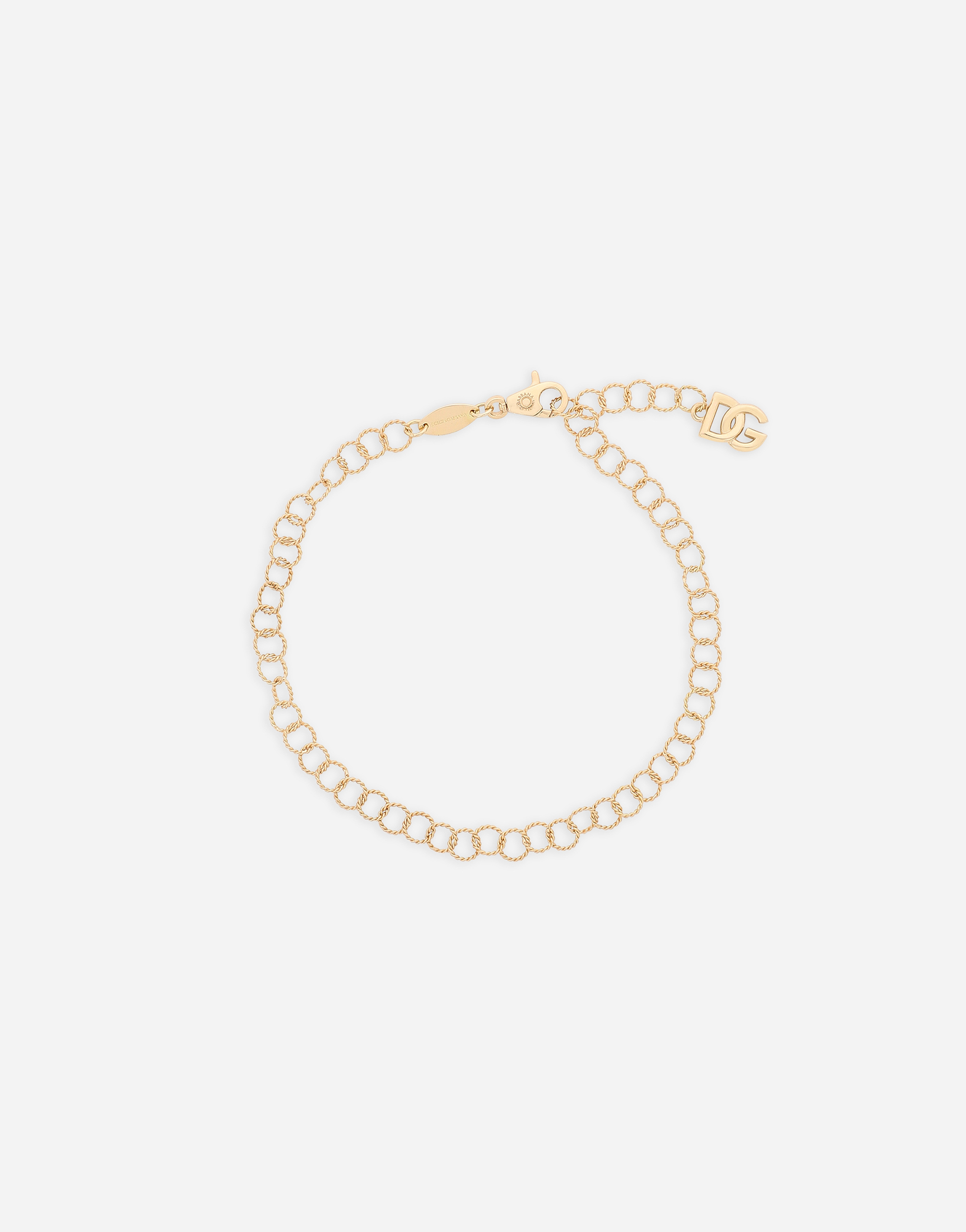 Dolce & Gabbana Rainbow Alphabet Twisted Wire Chain Bracelet In Yellow Gold 18kt