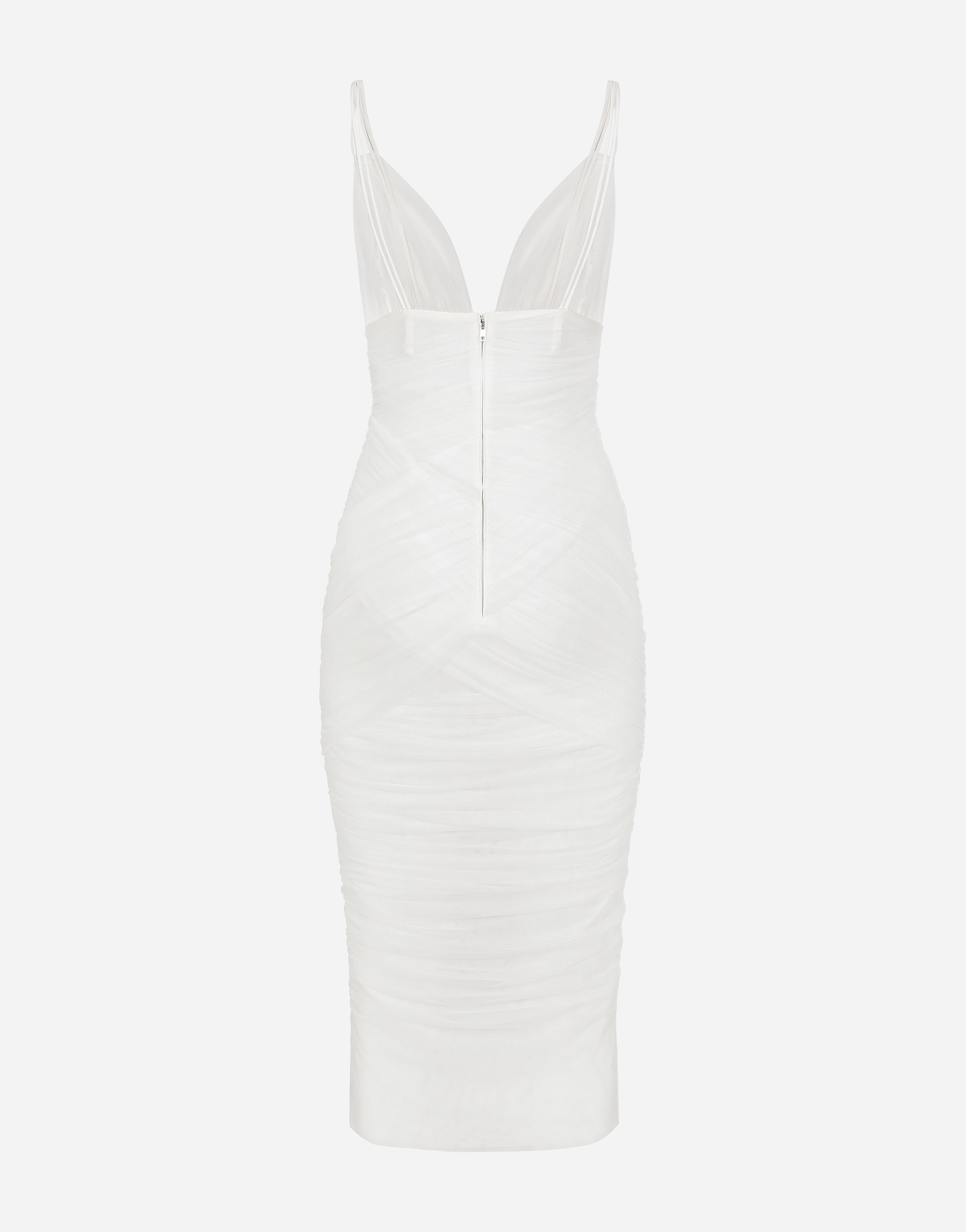 Dolce & Gabbana Ruched Midi Dress In White