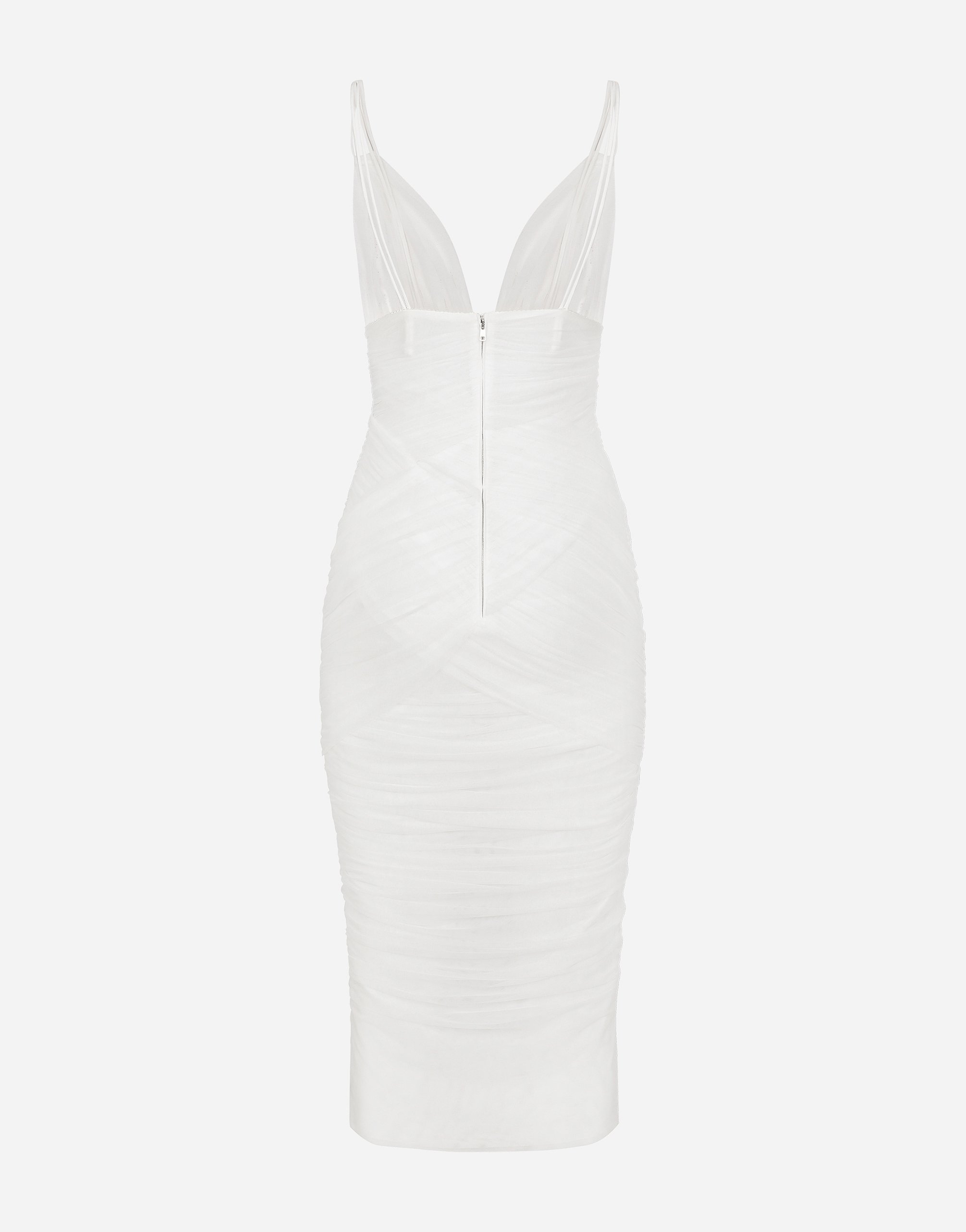 Dolce & Gabbana Ruched Midi Dress In White
