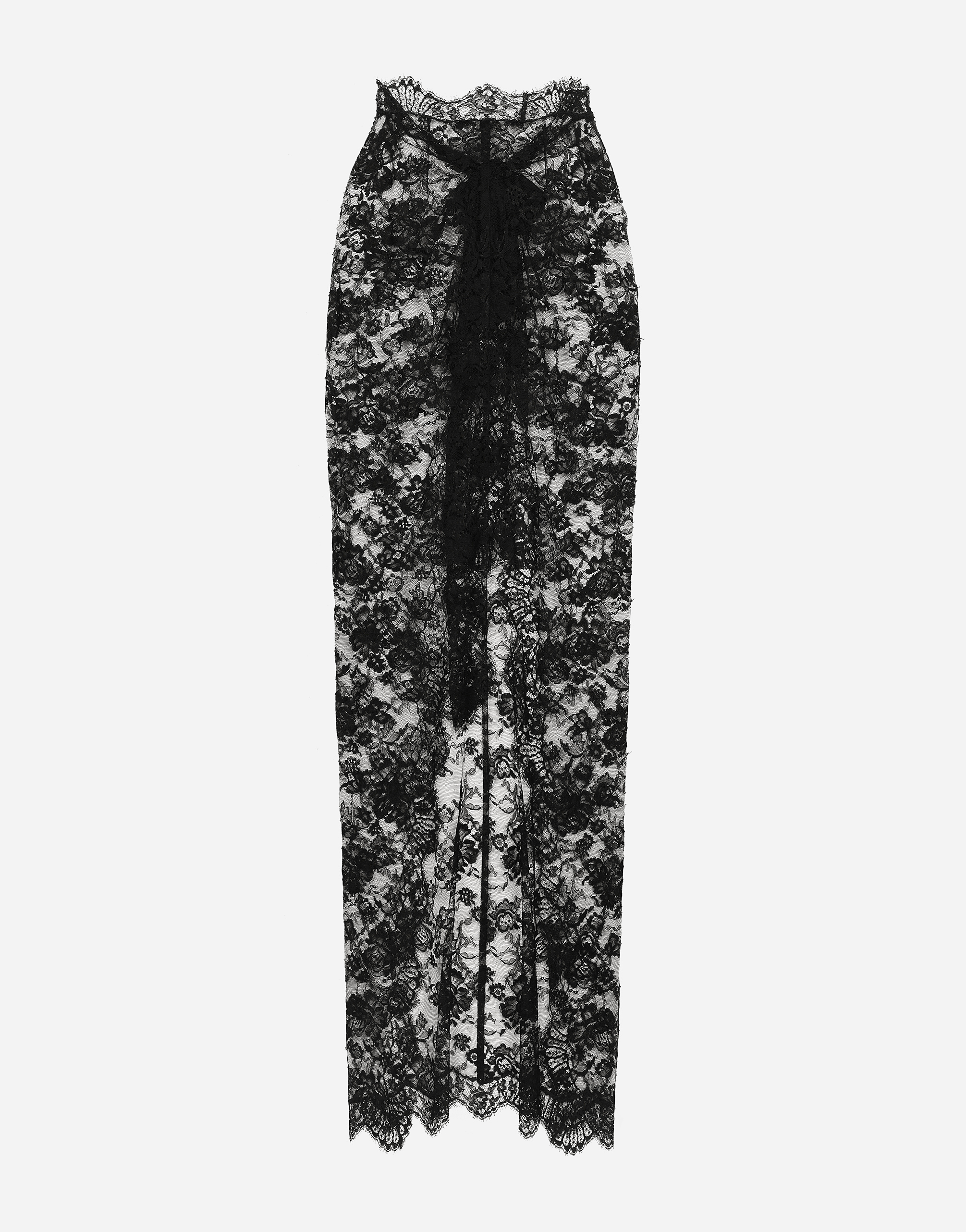 Dolce & Gabbana Chantilly Lace Long Skirt In Black