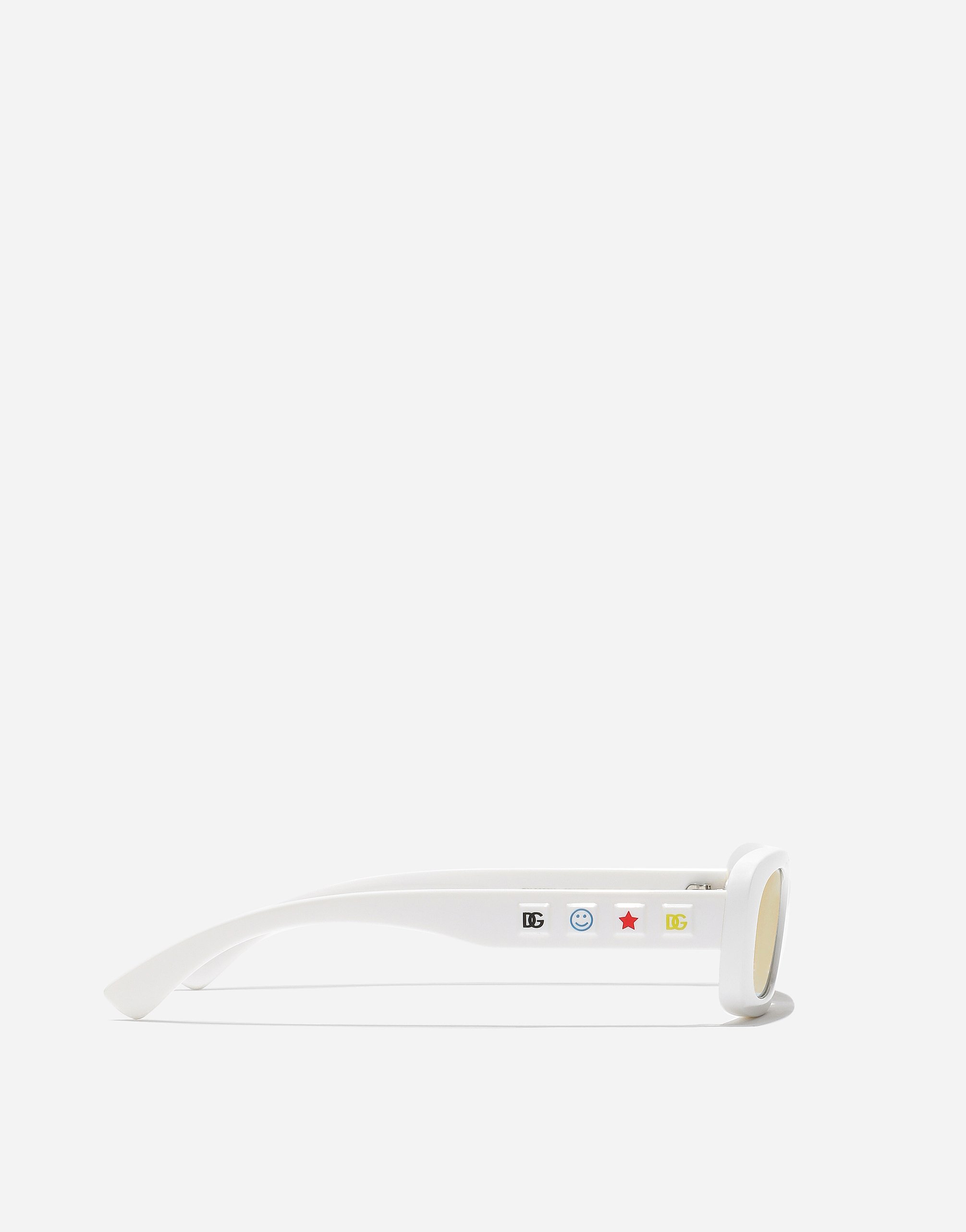 Dolce & Gabbana Dg Charms Rectangle-frame Sunglasses In White