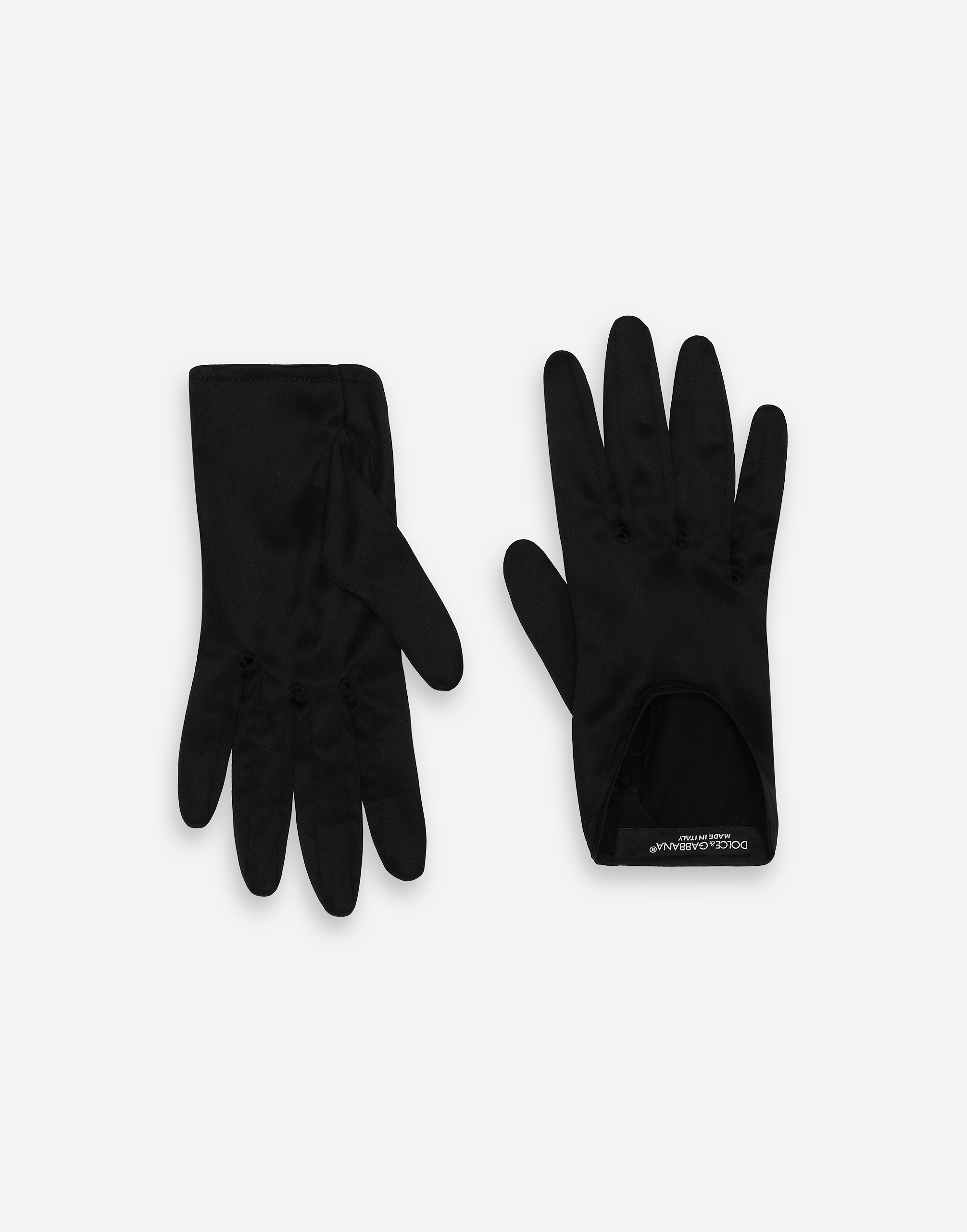Dolce & Gabbana Short Silk Satin Gloves - Woman Hats And Gloves Black Silk M