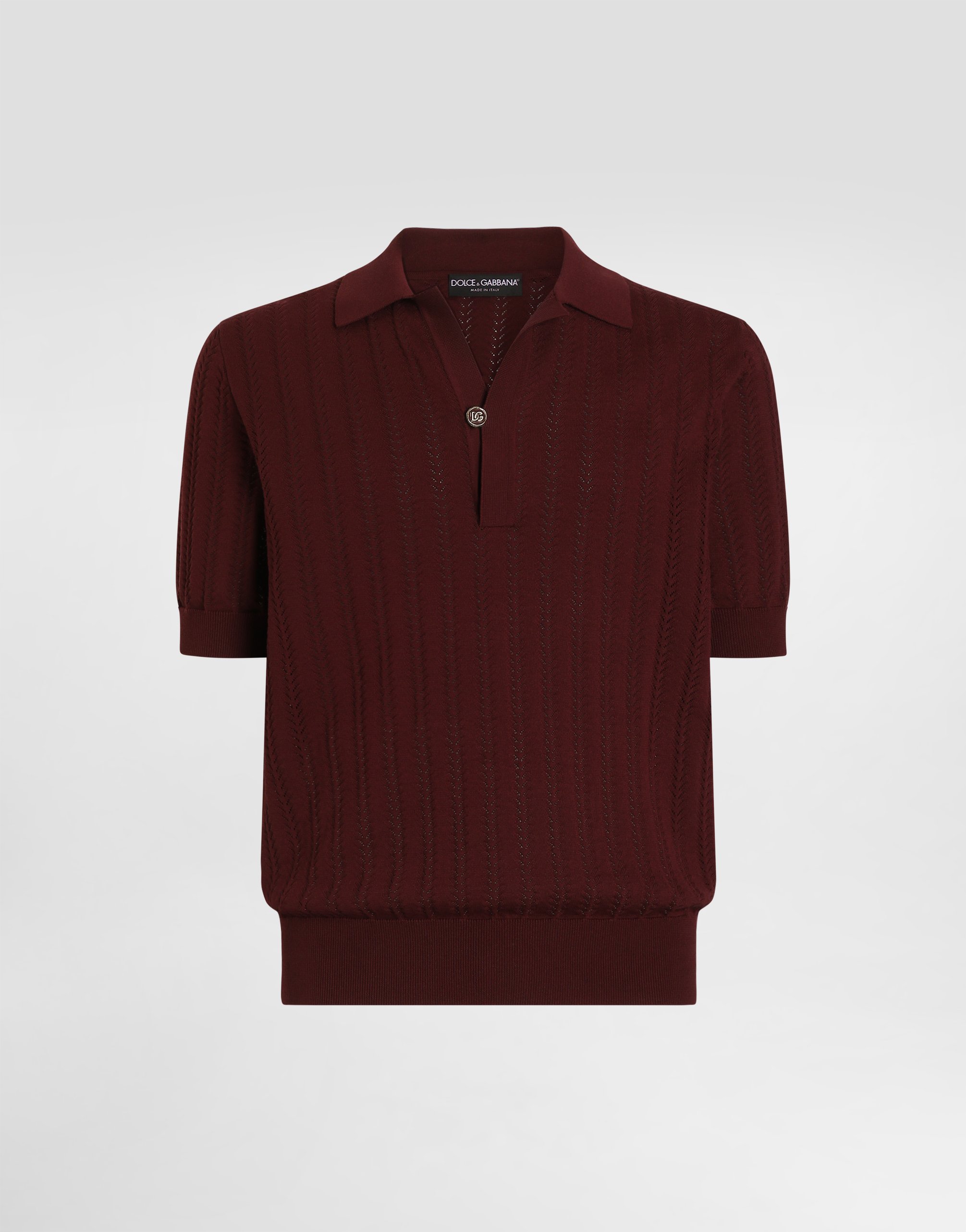 Purpleのメンズ Openwork cotton polo shirt | Dolce&Gabbana®