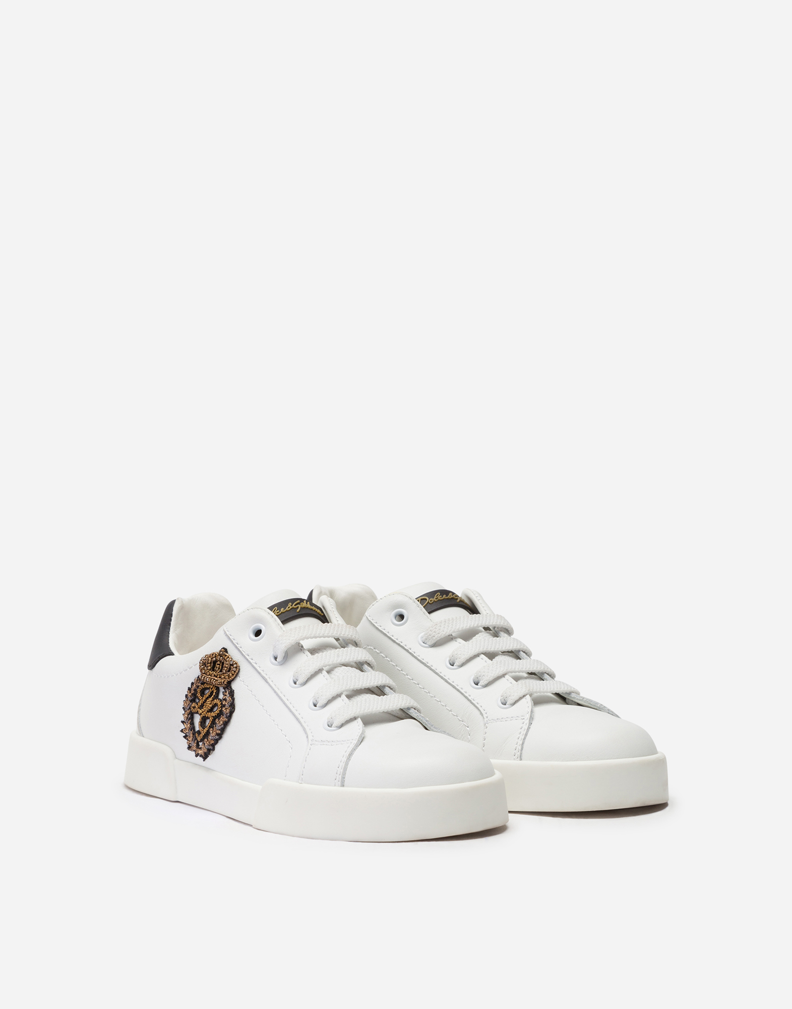 DOLCE & GABBANA PORTOFINO LIGHT SNEAKERS WITH LOGO PATCH IN FRENCH WIRE