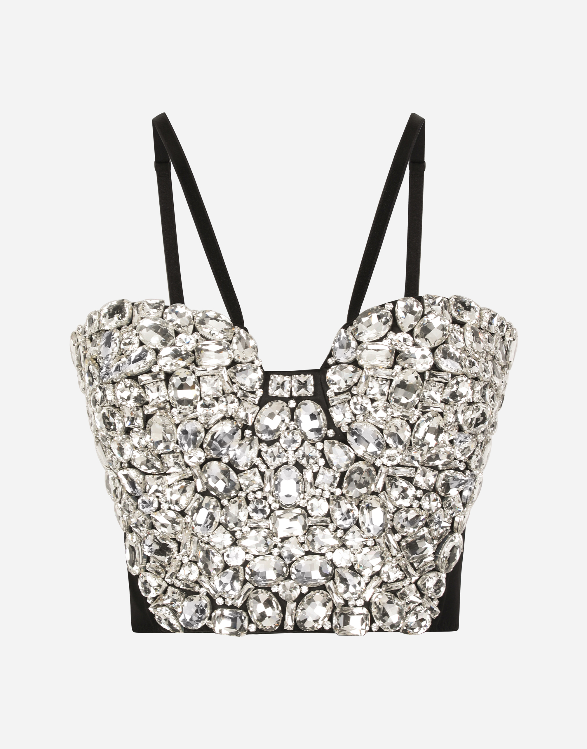 Corset top with rhinestone embellishment in Silver for Women