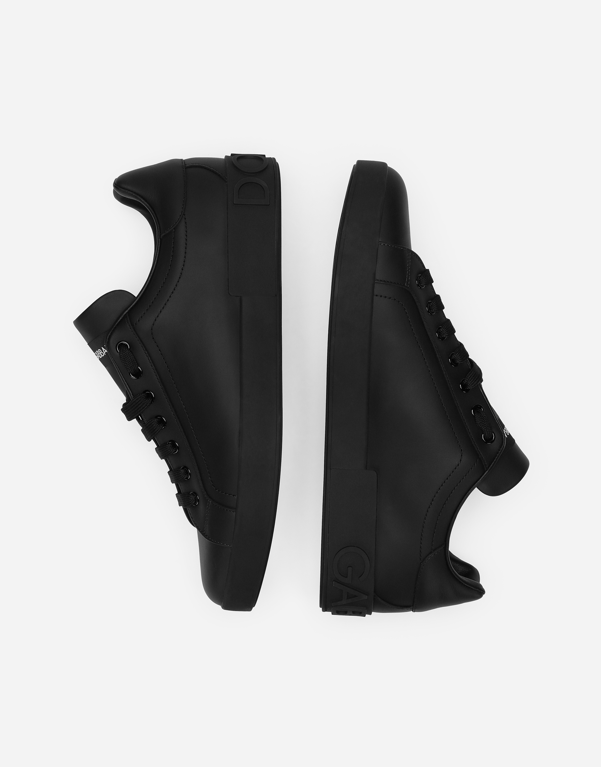 Shop Dolce & Gabbana Calfskin Portofino Sneakers In Black