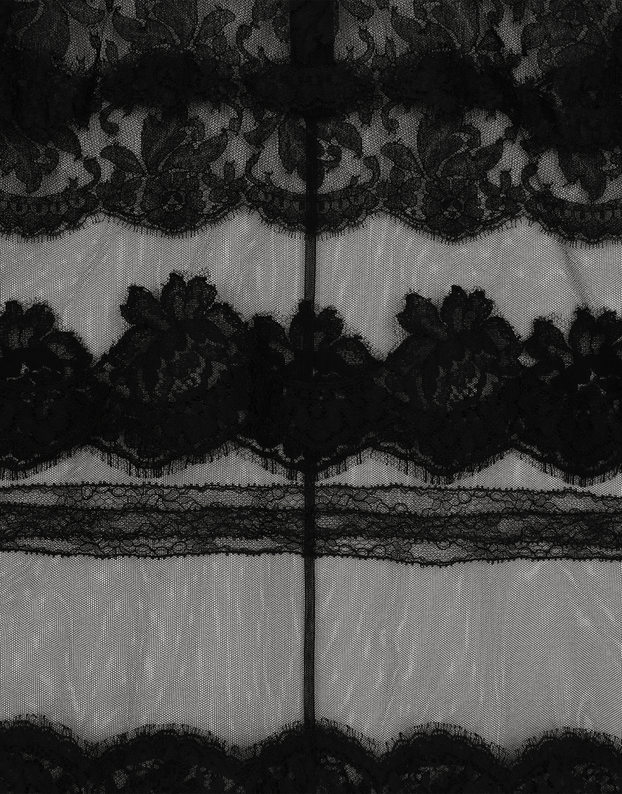 Tulle turtle-neck top with lace inserts