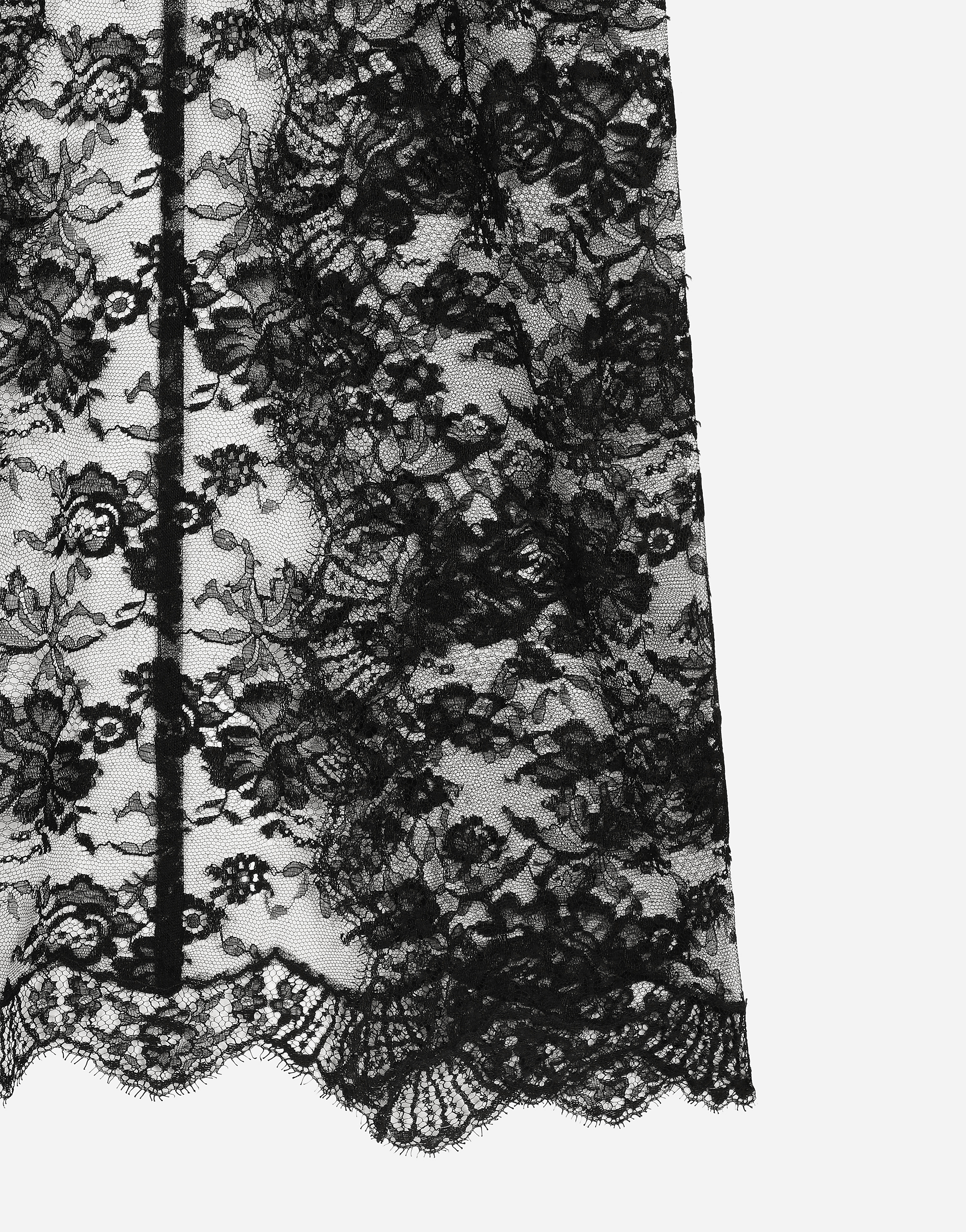 Dolce & Gabbana Chantilly Lace Long Skirt In Black