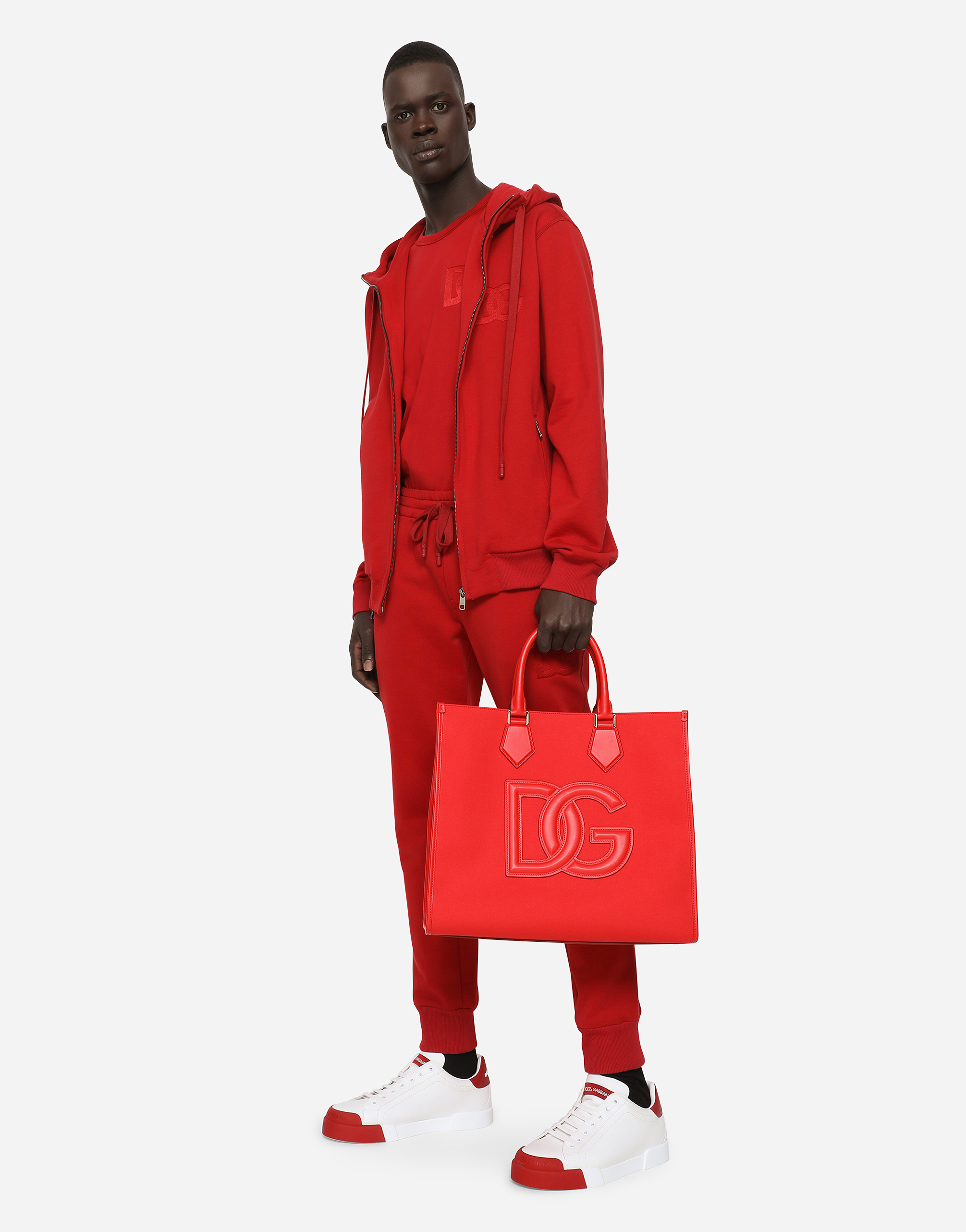 DOLCE & GABBANA ZIP-UP JERSEY HOODIE WITH DG EMBROIDERY