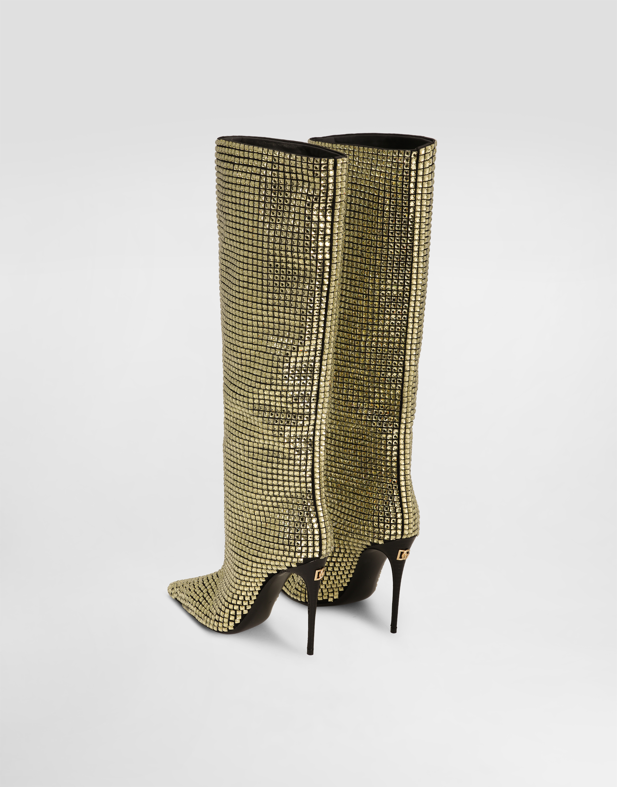 Dolce & Gabbana Calfskin Boots In Nero/oro