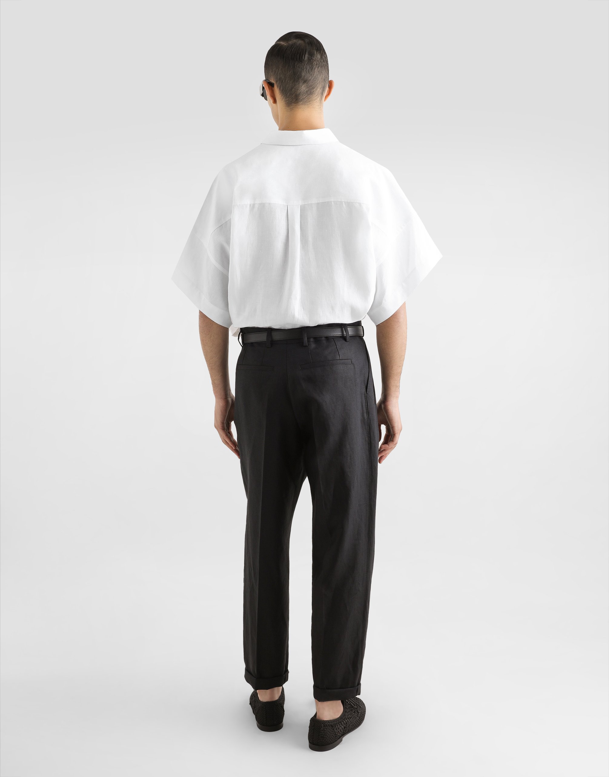 Dolce & Gabbana Linen Fabric Pants In Black