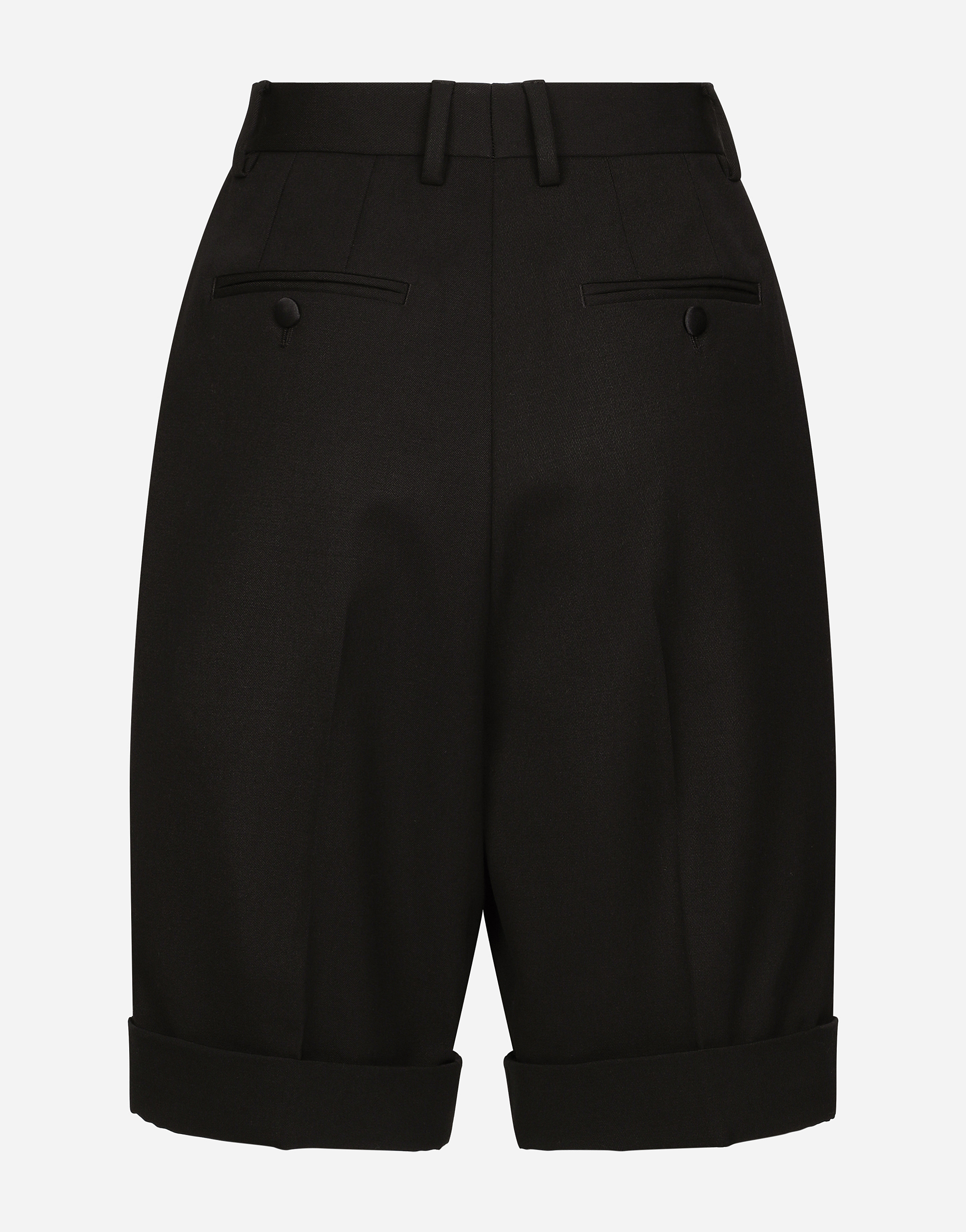 Dolce & Gabbana Tuxedo Knee-length Bermuda Shorts With Side Stripes In Black