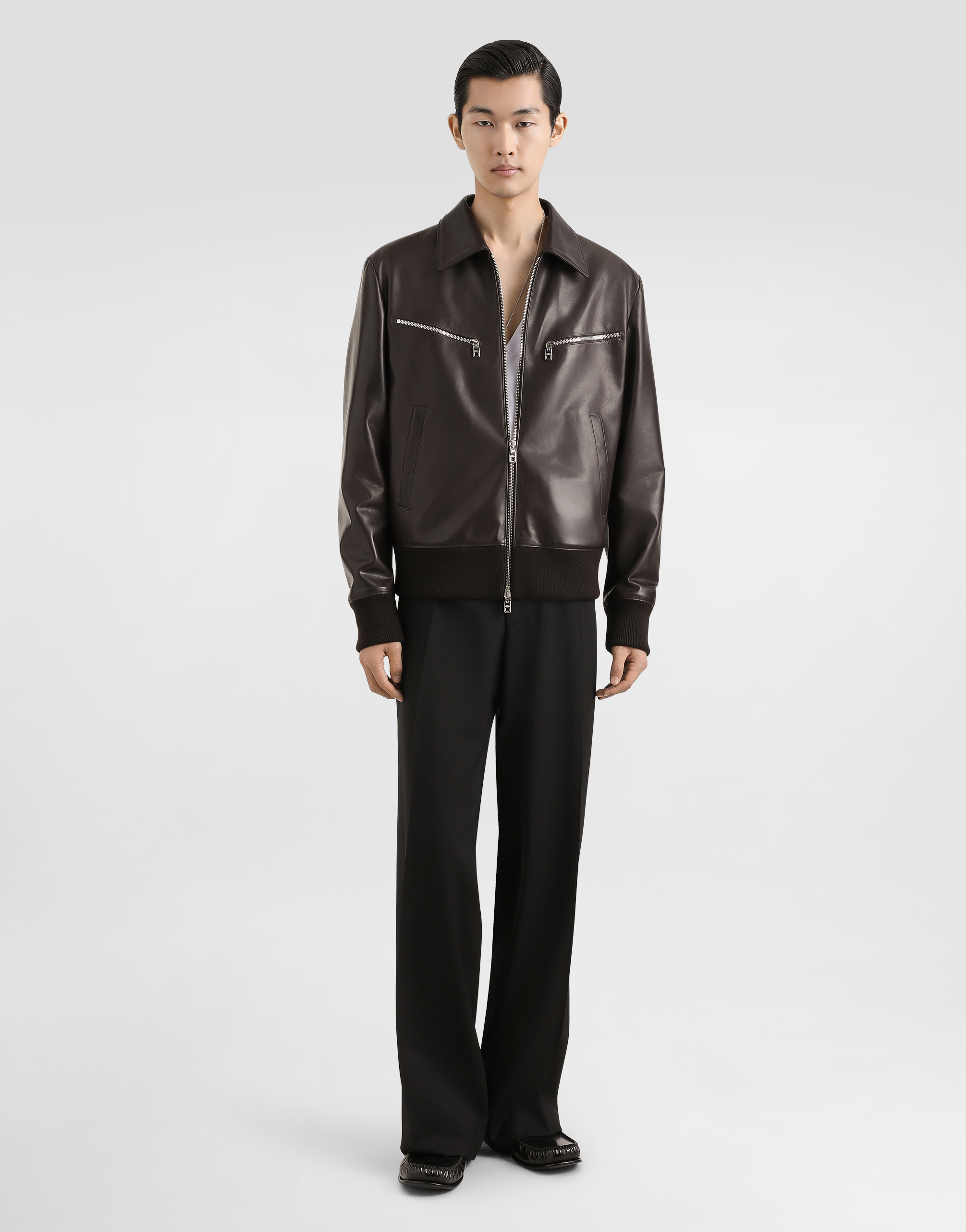 Dolce & Gabbana Lambskin Jacket In Brown