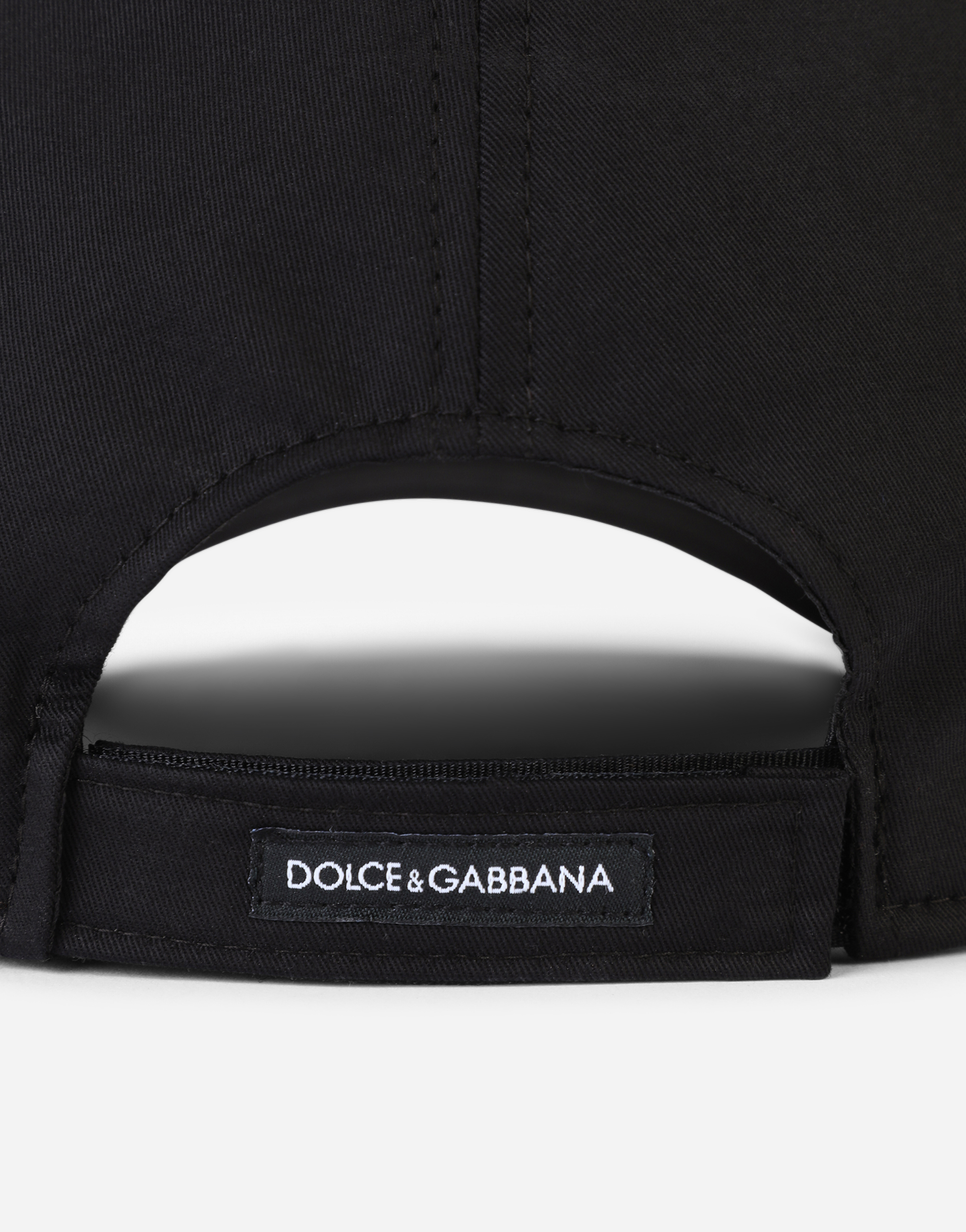 Shop Dolce & Gabbana Gabardine Baseball Cap With Plate In Black
