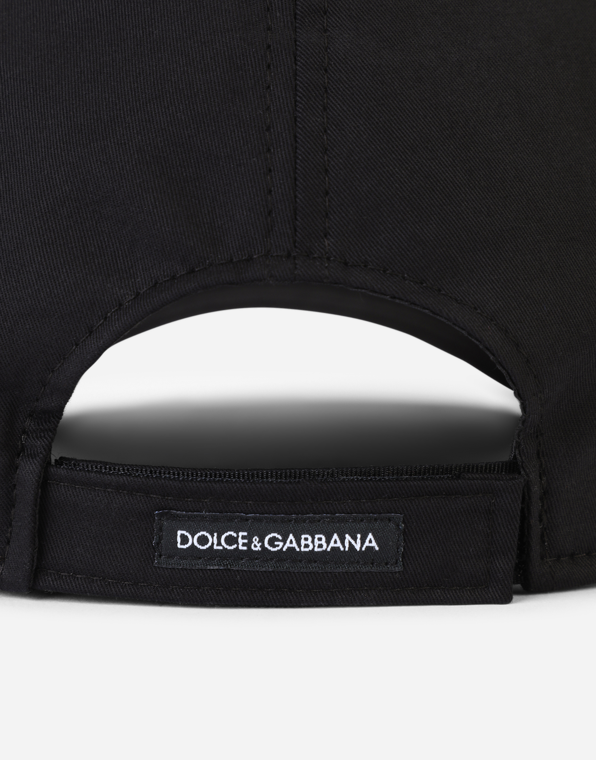 Dolce & Gabbana Gabardine Baseball Cap With Plate In Black