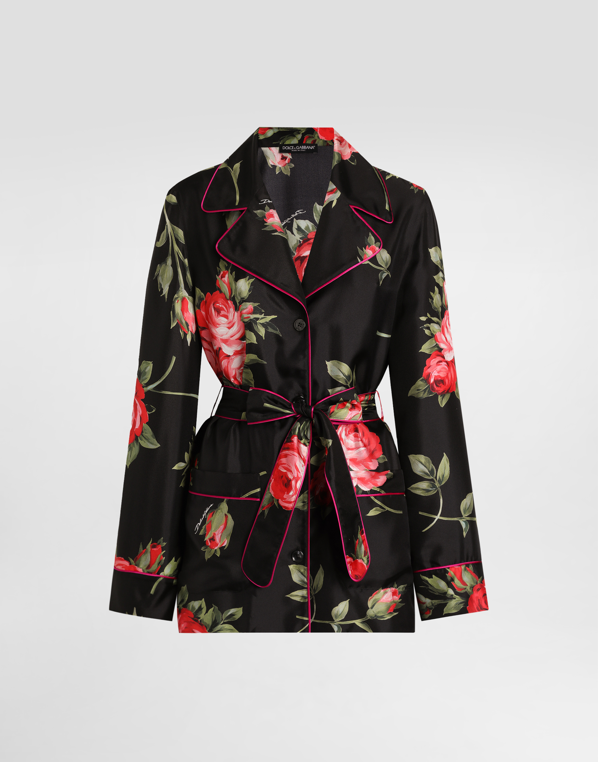 Rose bouquet-print vanity twill shirt