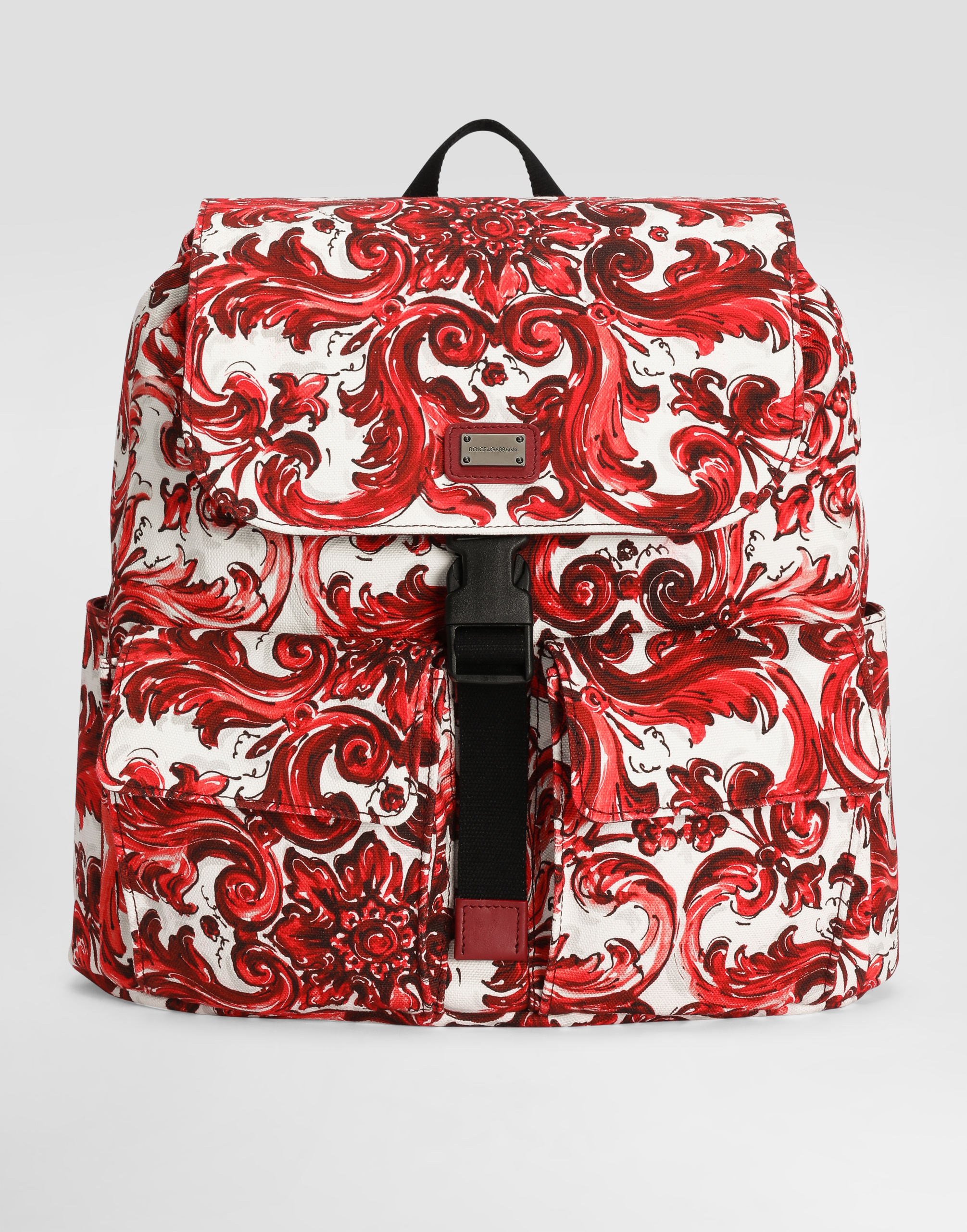 Dolce & Gabbana Majolica-print Canvas Backpack In Blue