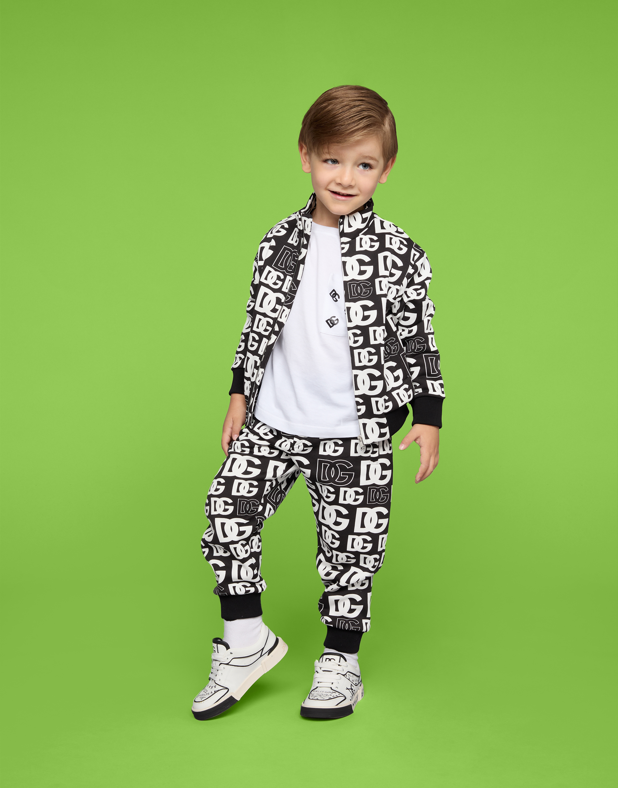 DOLCE & GABBANA ZIP-UP JERSEY SWEATSHIRT WITH DG LOGO PRINT