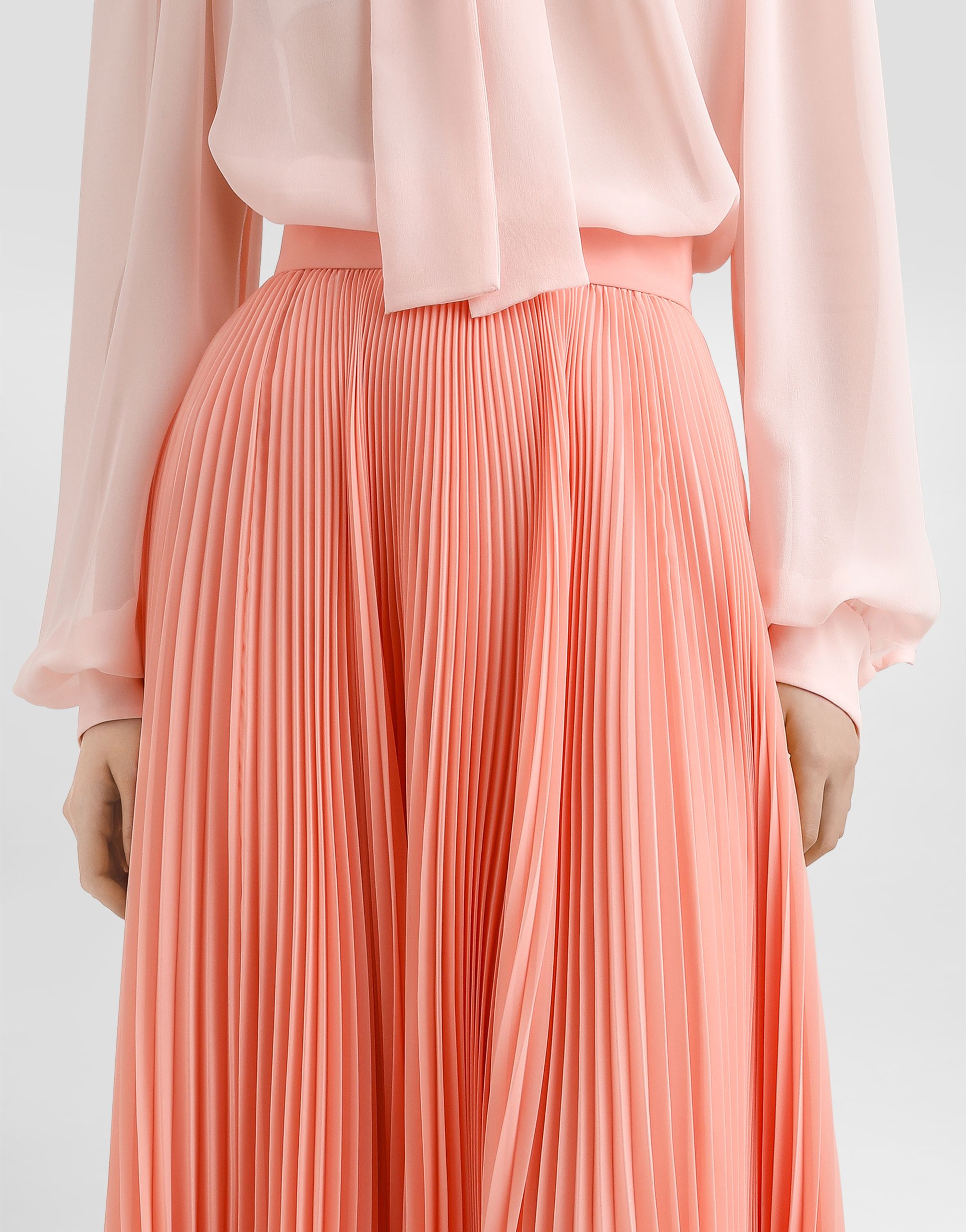 Long pleated chiffon skirt