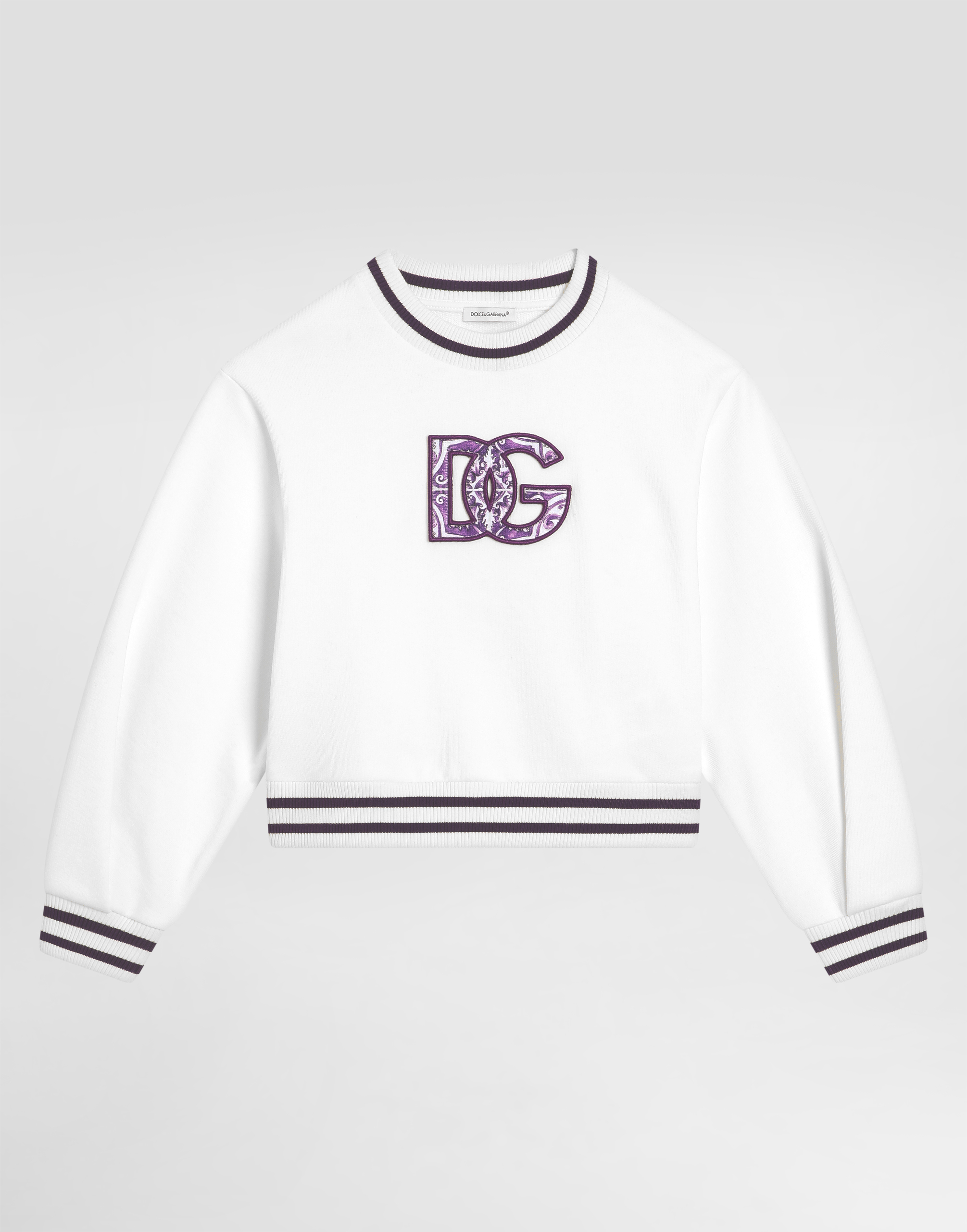Dolce & Gabbana Majolica-print Crew Neck Sweatshirt With Dg Embroidery