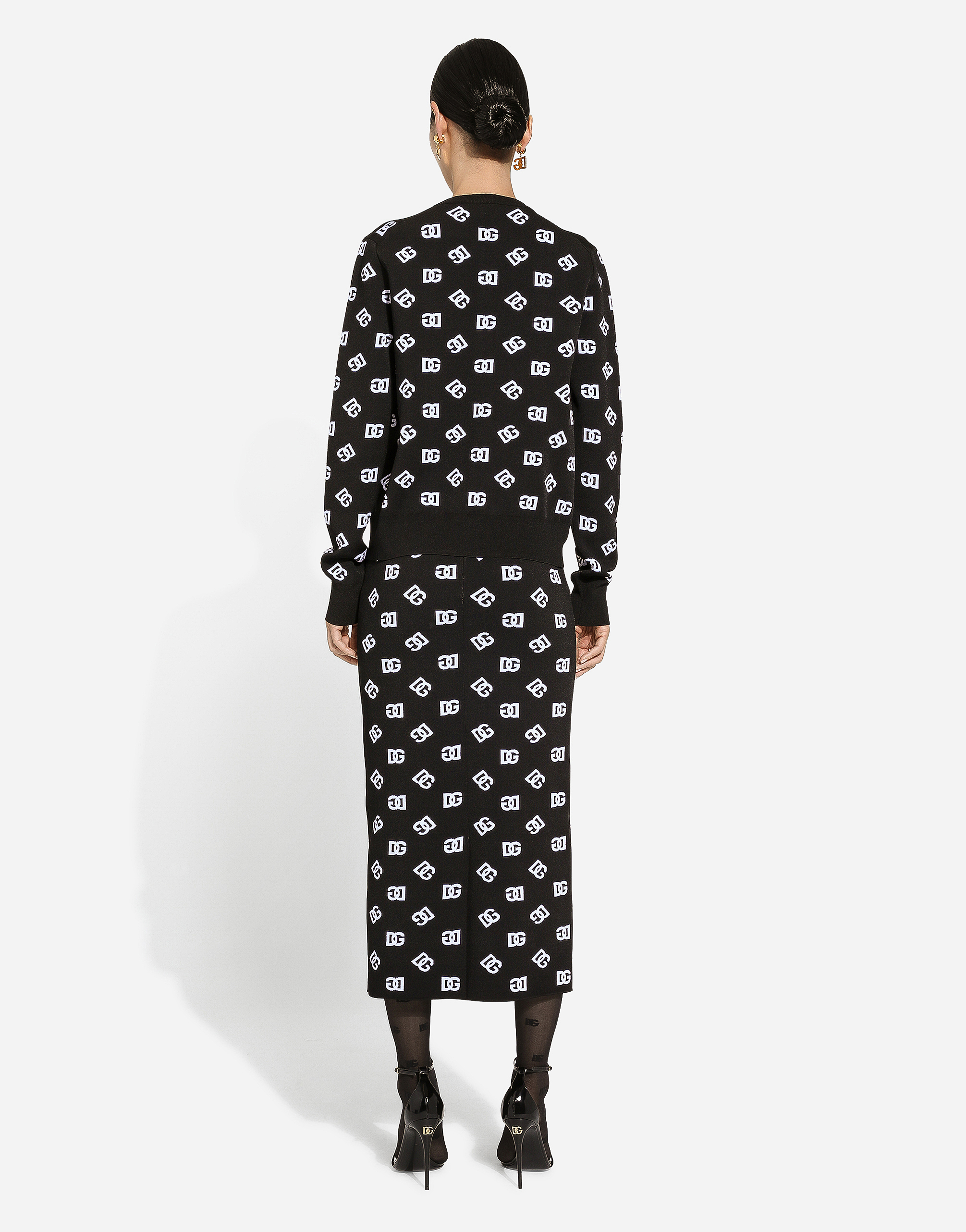 Dolce & Gabbana Logo-intarsia Fine-knit Cardigan In Print