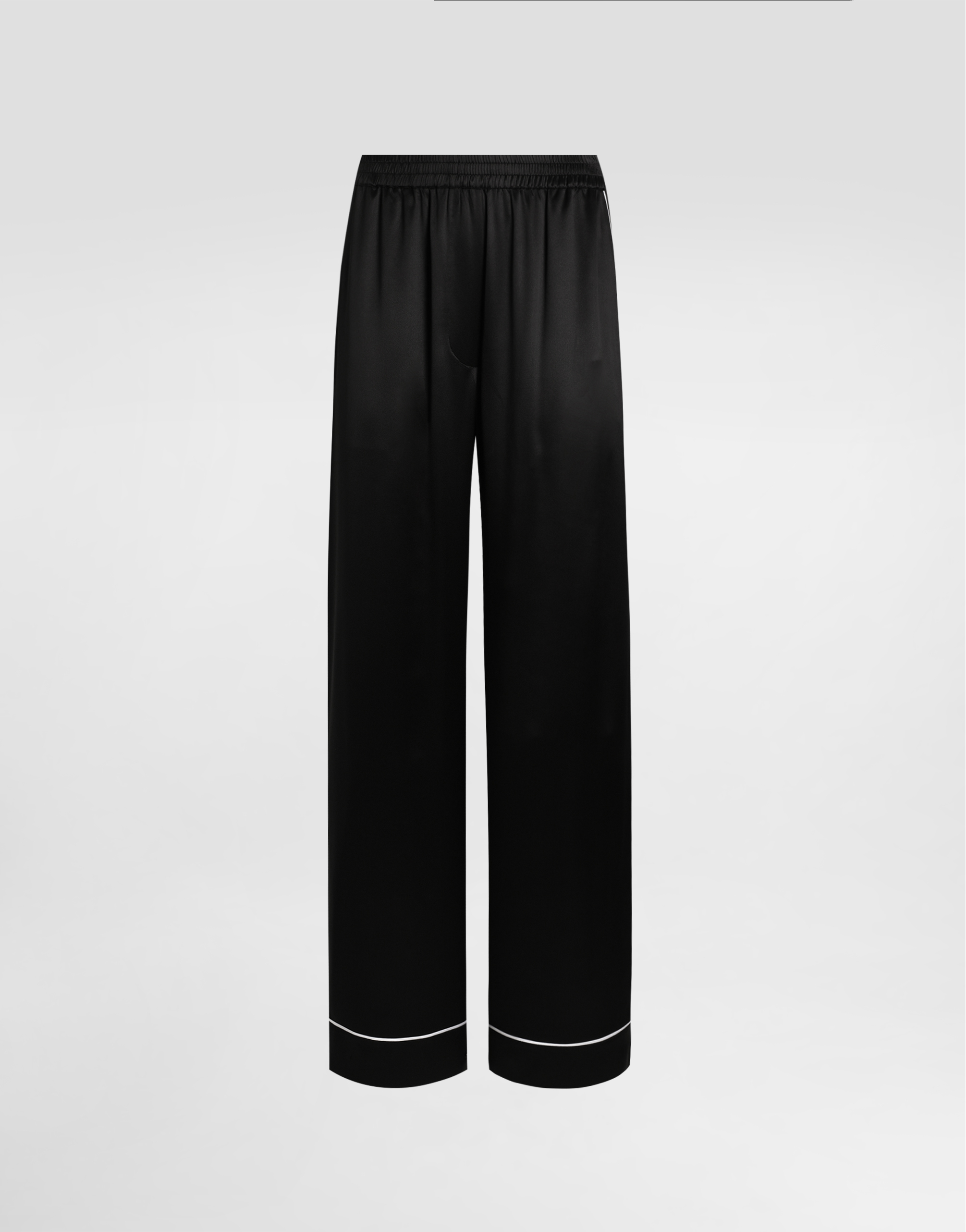  Dolce & Gabbana Pantaloni Pigiama In Seta Con Piping In Contrasto - Donna Pantaloni E Shorts Nero Seta 40 