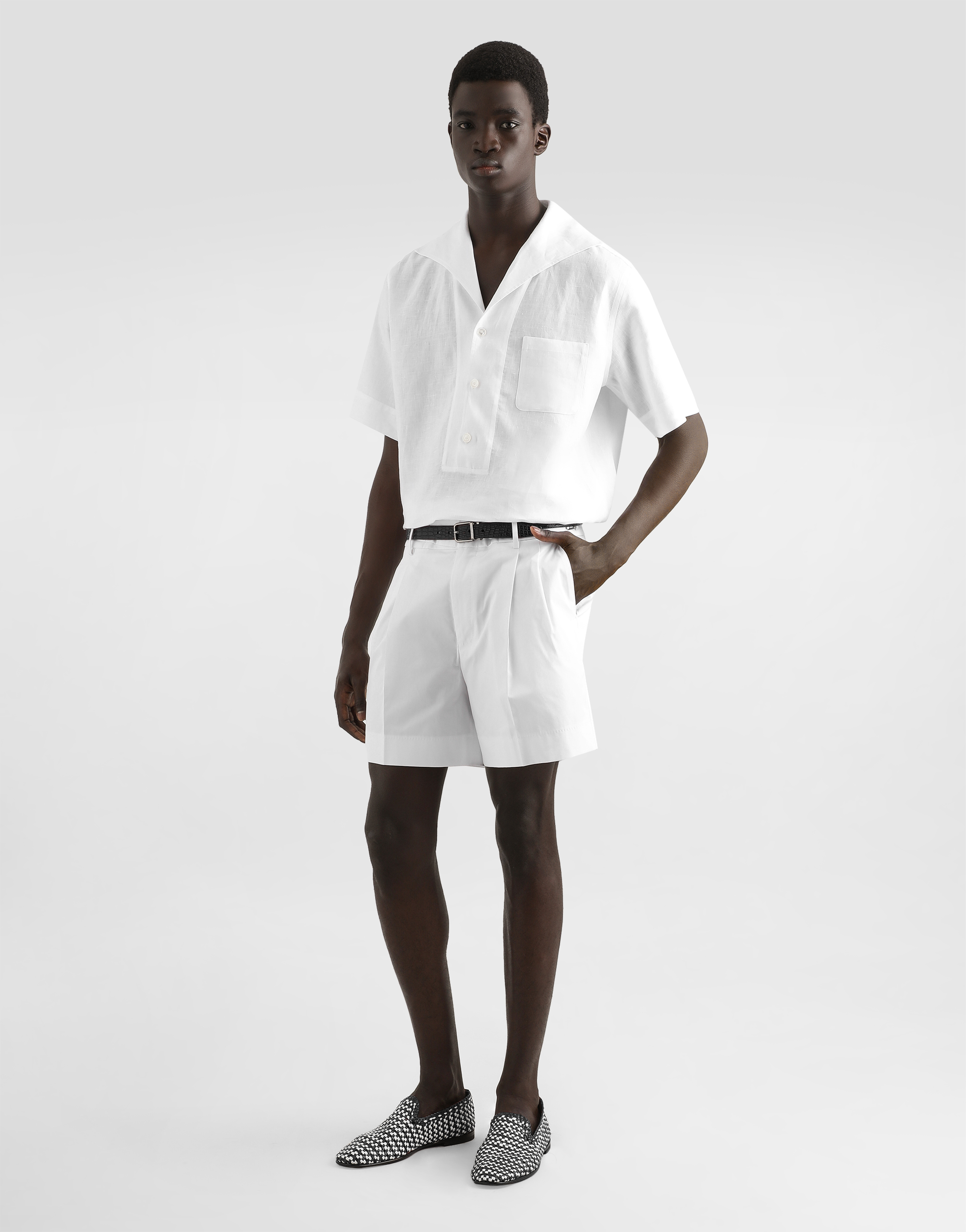 Dolce & Gabbana Cotton Gabardine Shorts With Double Darts In White