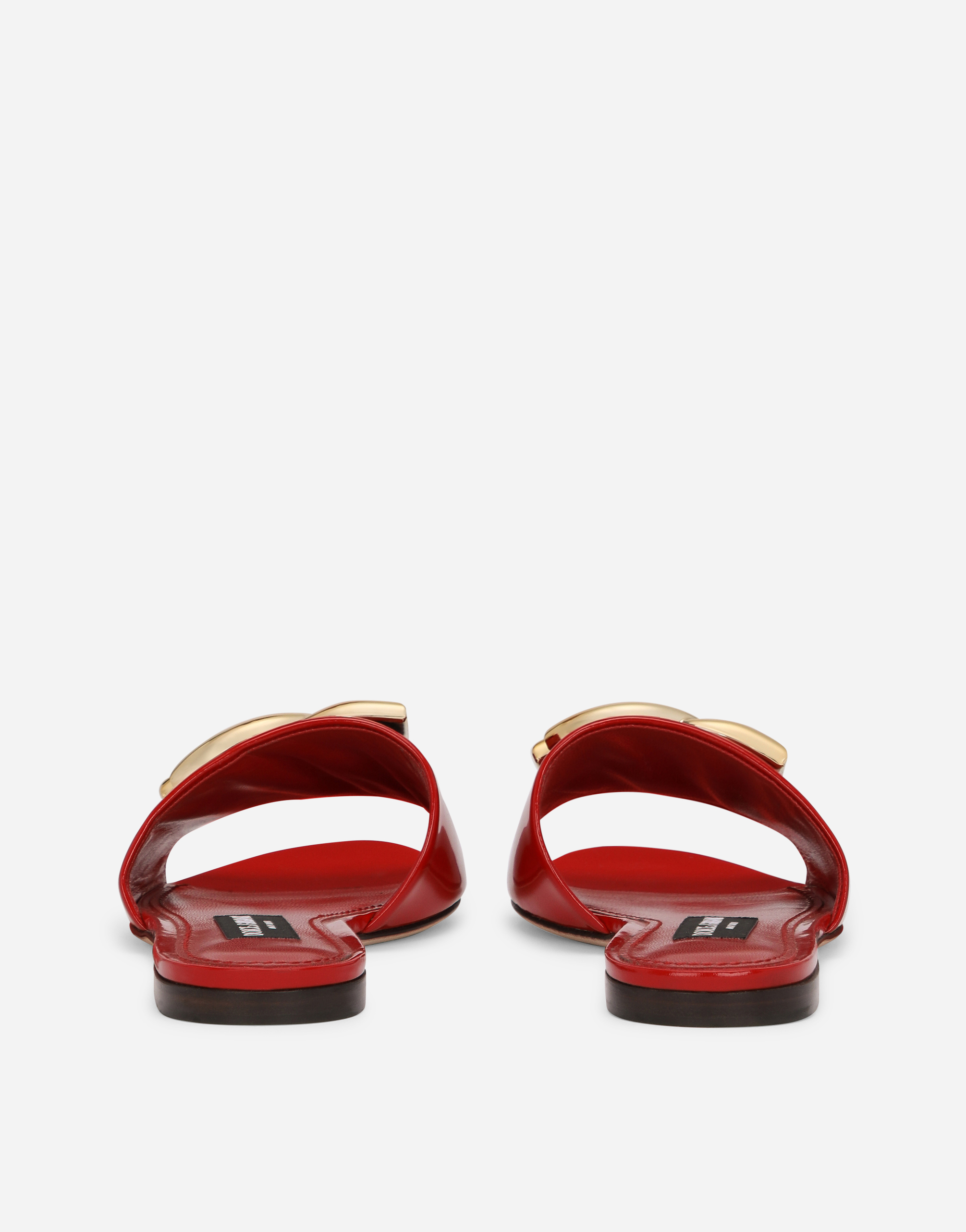 DOLCE & GABBANA POLISHED CALFSKIN SLIDERS WITH DG LOGO