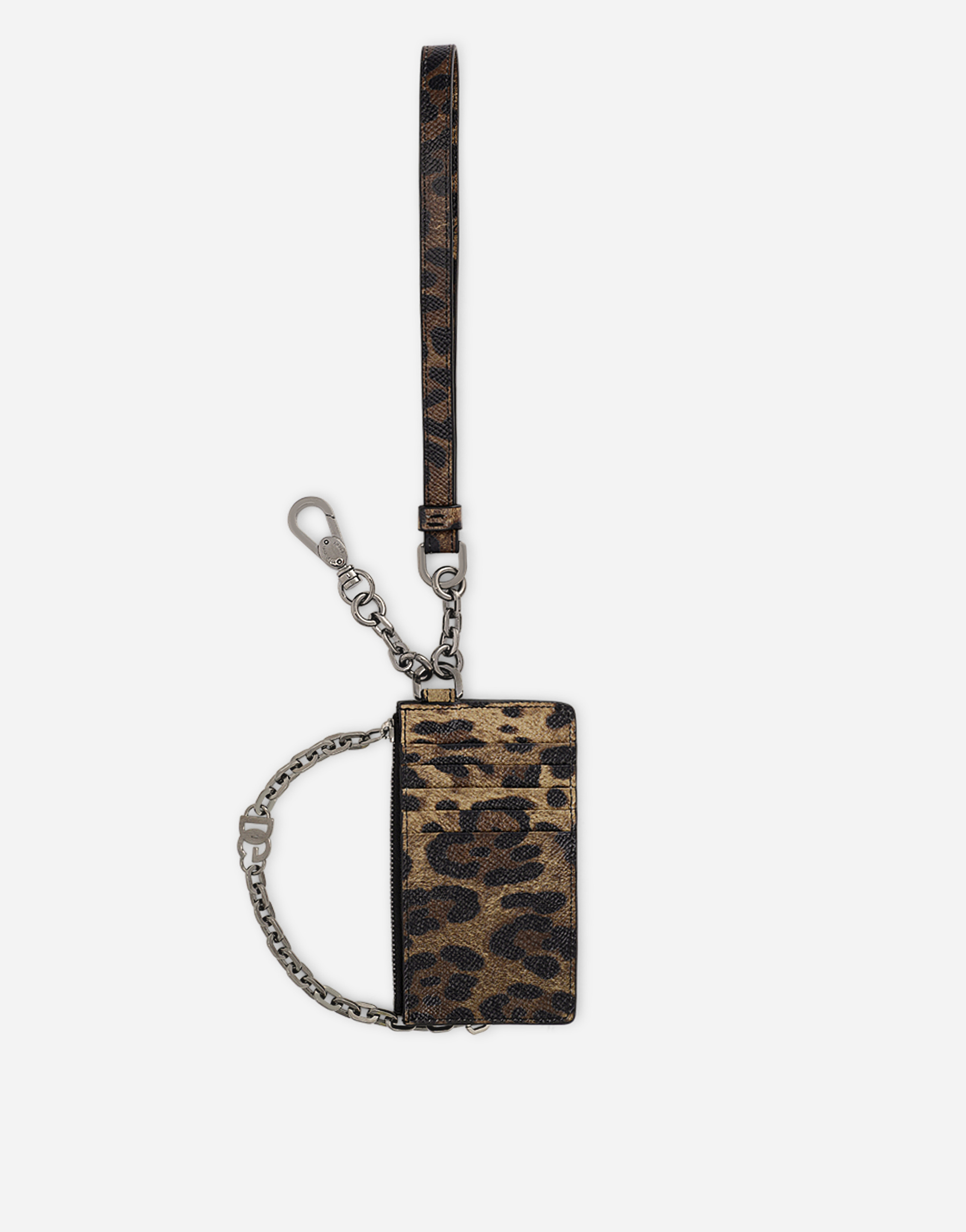 Shop Dolce & Gabbana Dauphine Calfskin Card Holder With Leopard Print In Animal Print