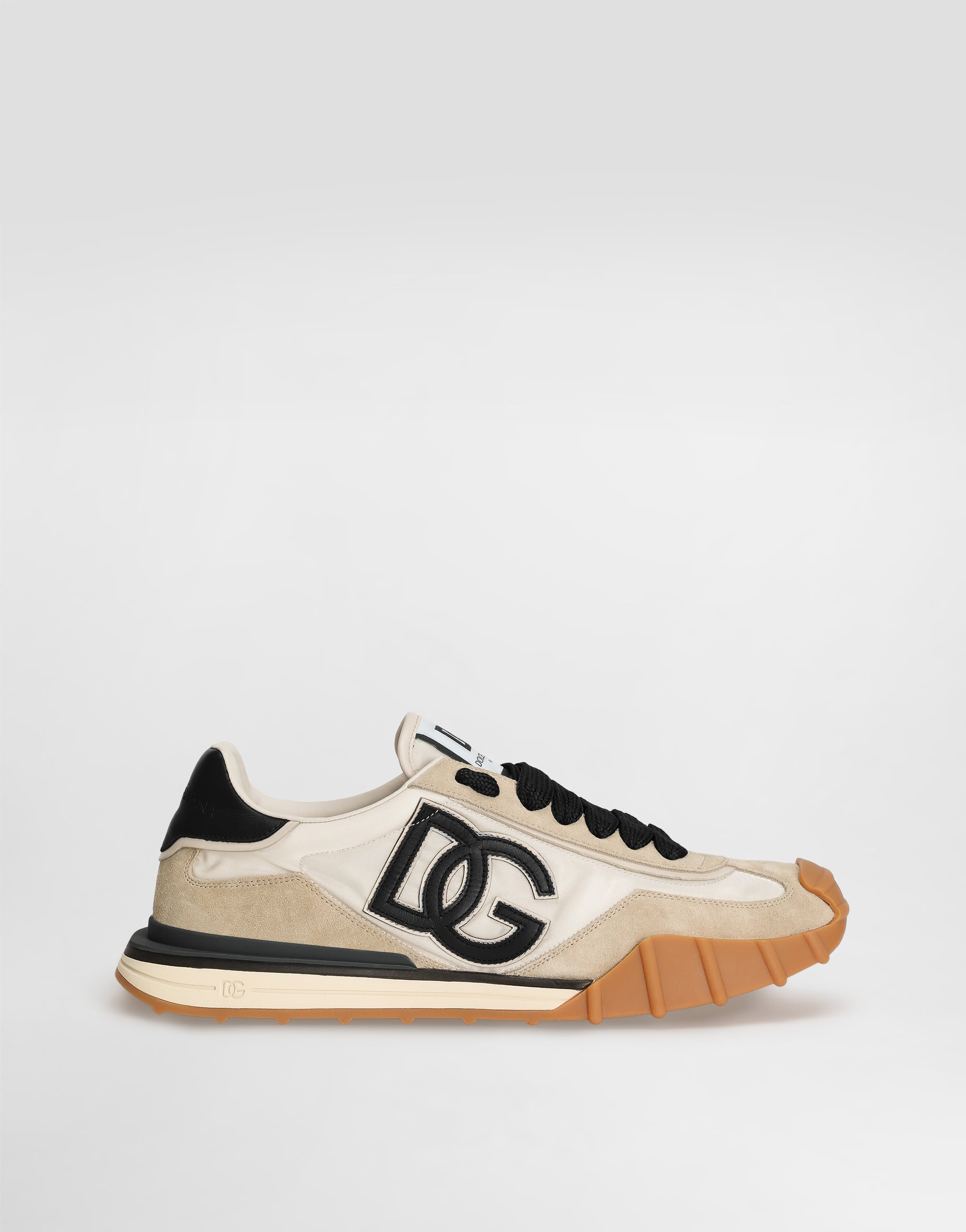 Dolce & Gabbana Dg Athletic Black Low Top Sneakers With Logo Patch On The Tongue And Maxi Logo On The Side In Suede In Multi