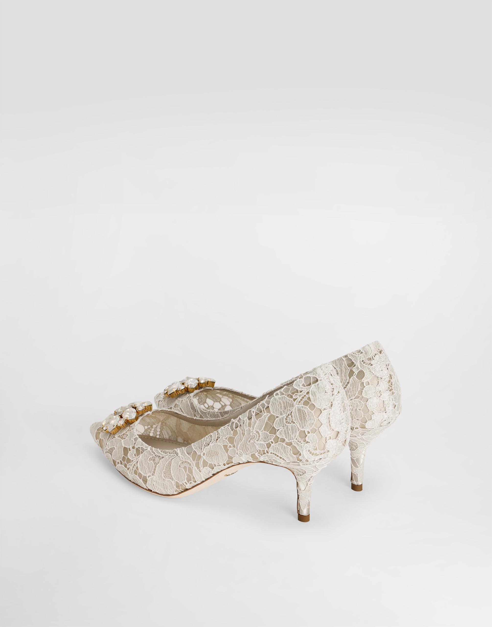  Dolce & Gabbana Pump In Taormina Lace With Crystals - Mujer Zapatos De Salón Y Destalonados Gris Encaje 38.5 