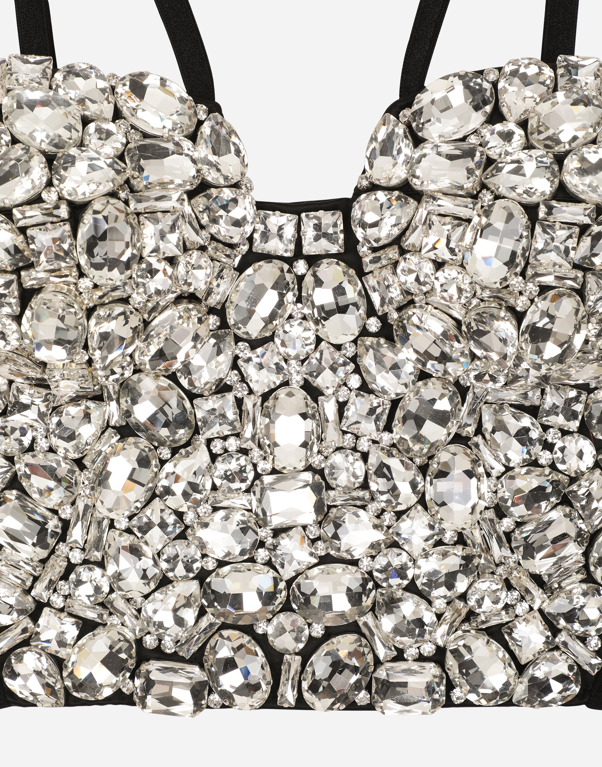 Corset top with rhinestone embellishment