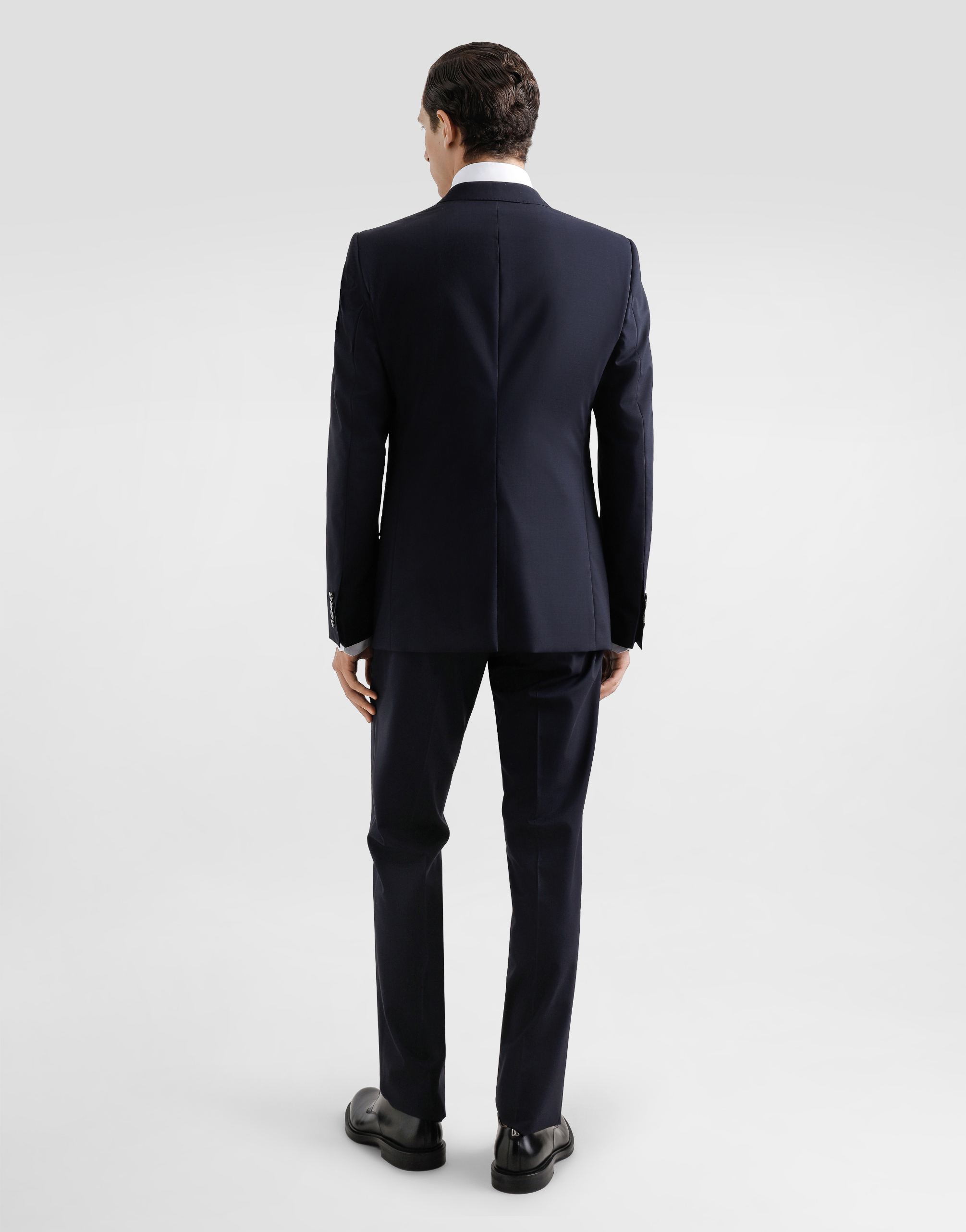 DOLCE & GABBANA SINGLE-BREASTED WOOL MARTINI-FIT SUIT WITH BEE AND CROWN EMBLEM