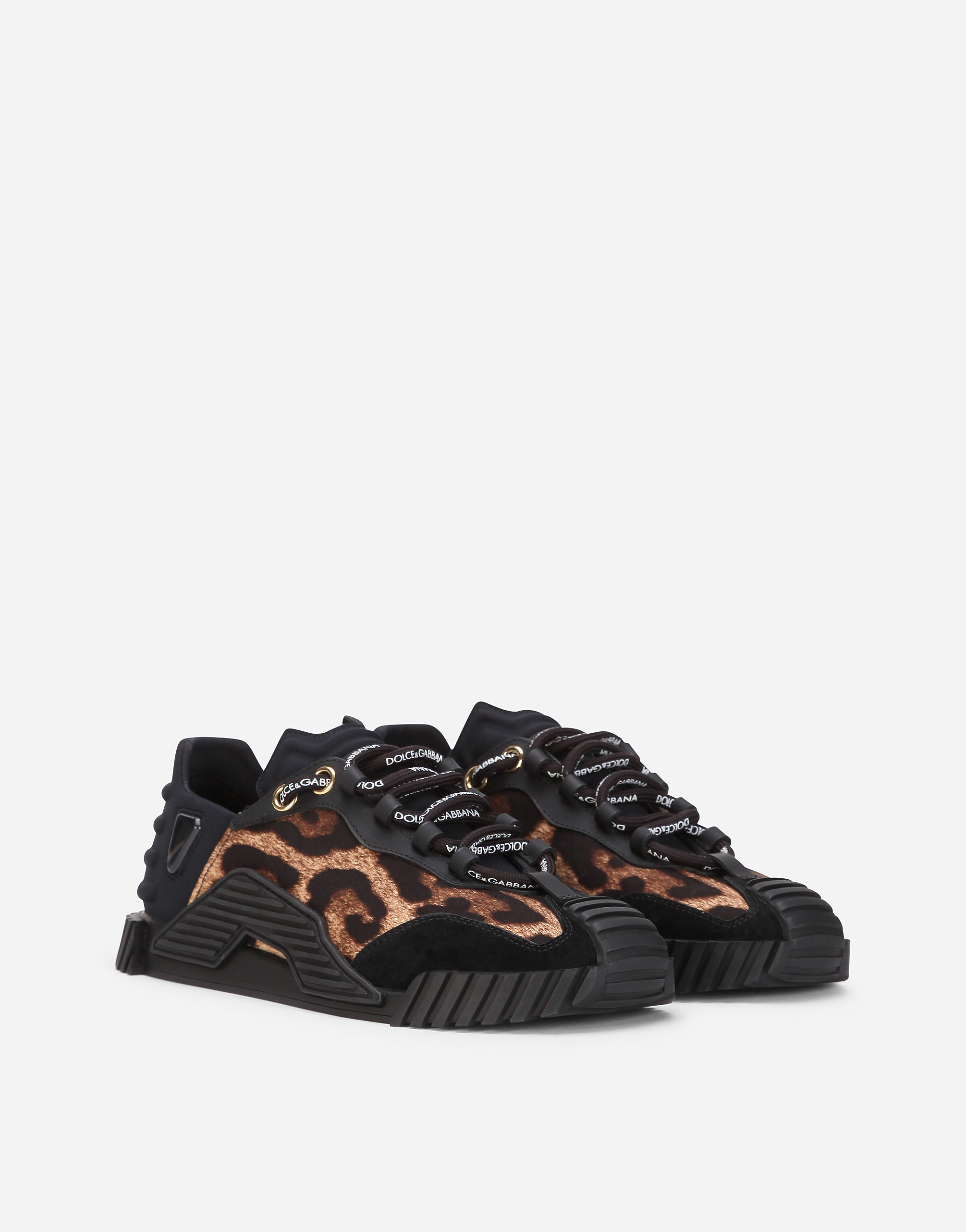 Shop Dolce & Gabbana Leopard-print Cotton Ns1 Slip-on Sneakers In Multicolor