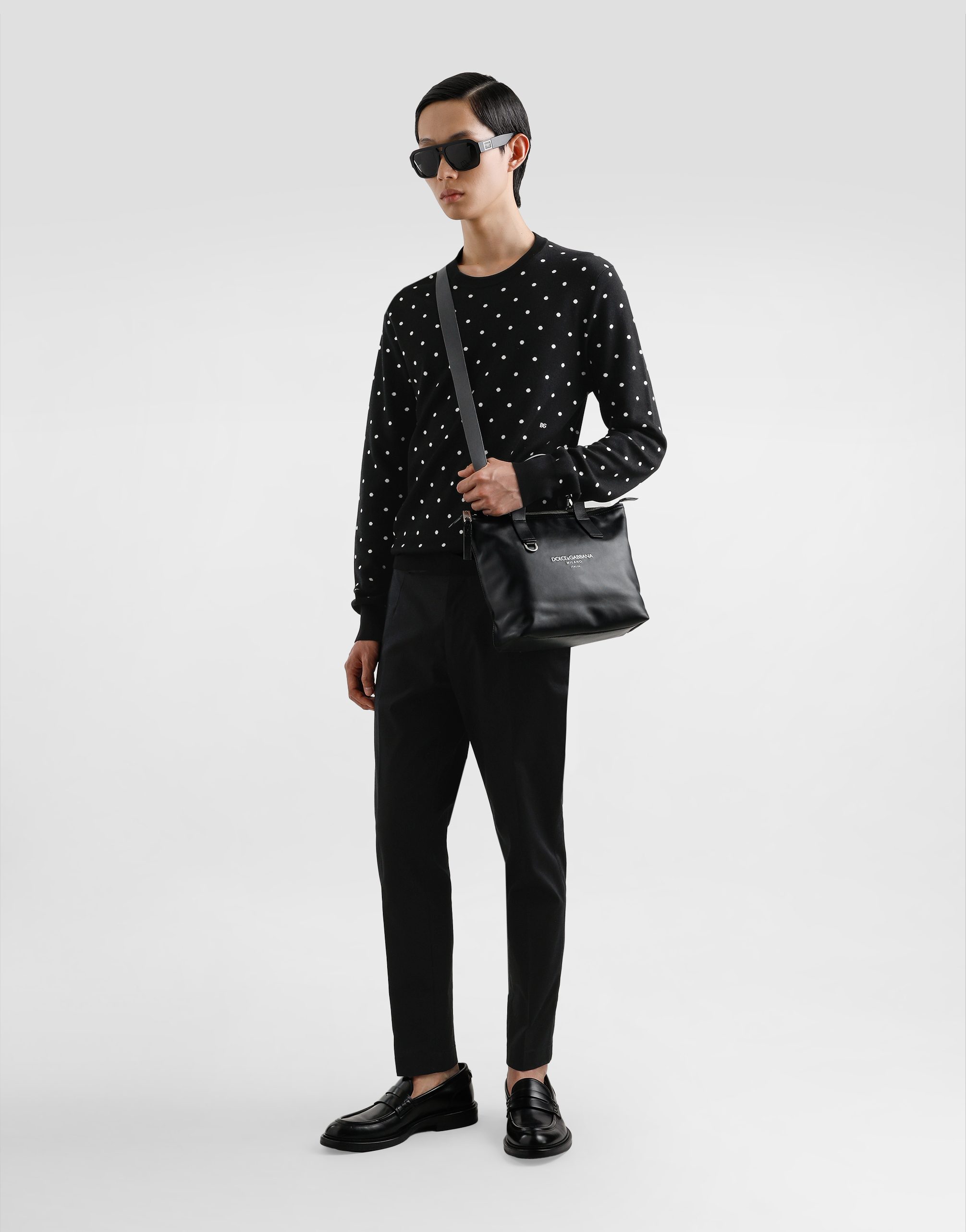 Dolce & Gabbana Small Calfskin Shopper In Black
